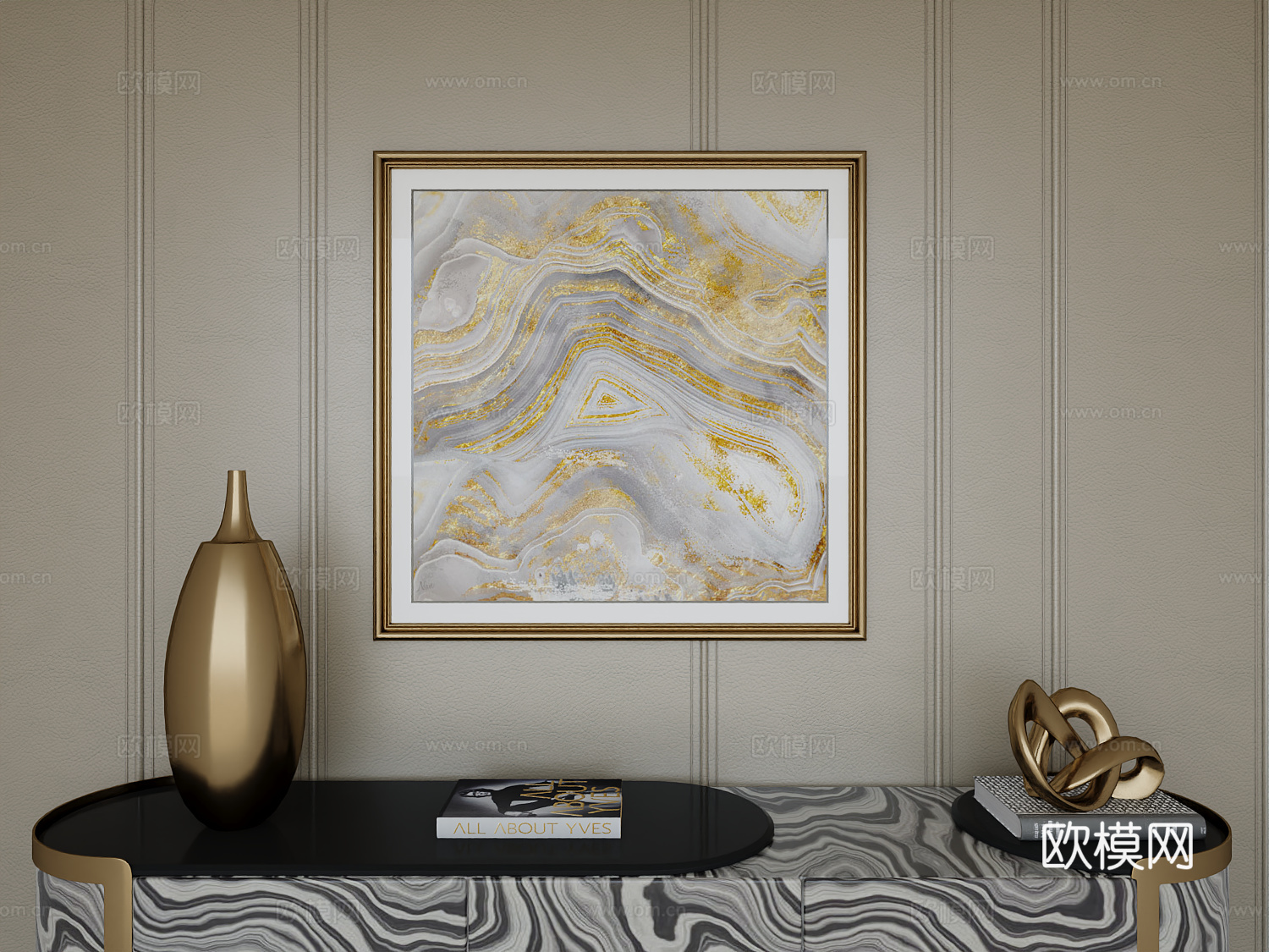 意式轻奢高级挂画3d模型下载