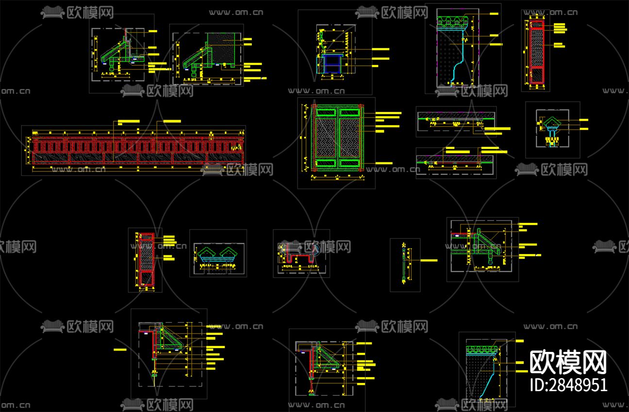徽派建筑cad大样图下载（渲染图1）