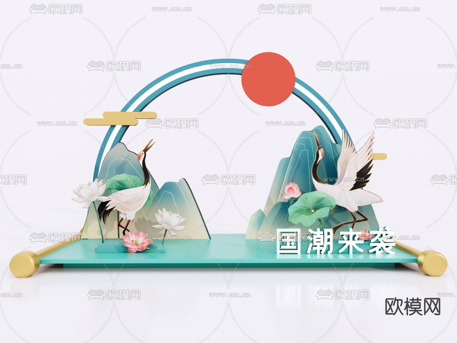 国潮美陈 雕塑小品 商场美陈su模型