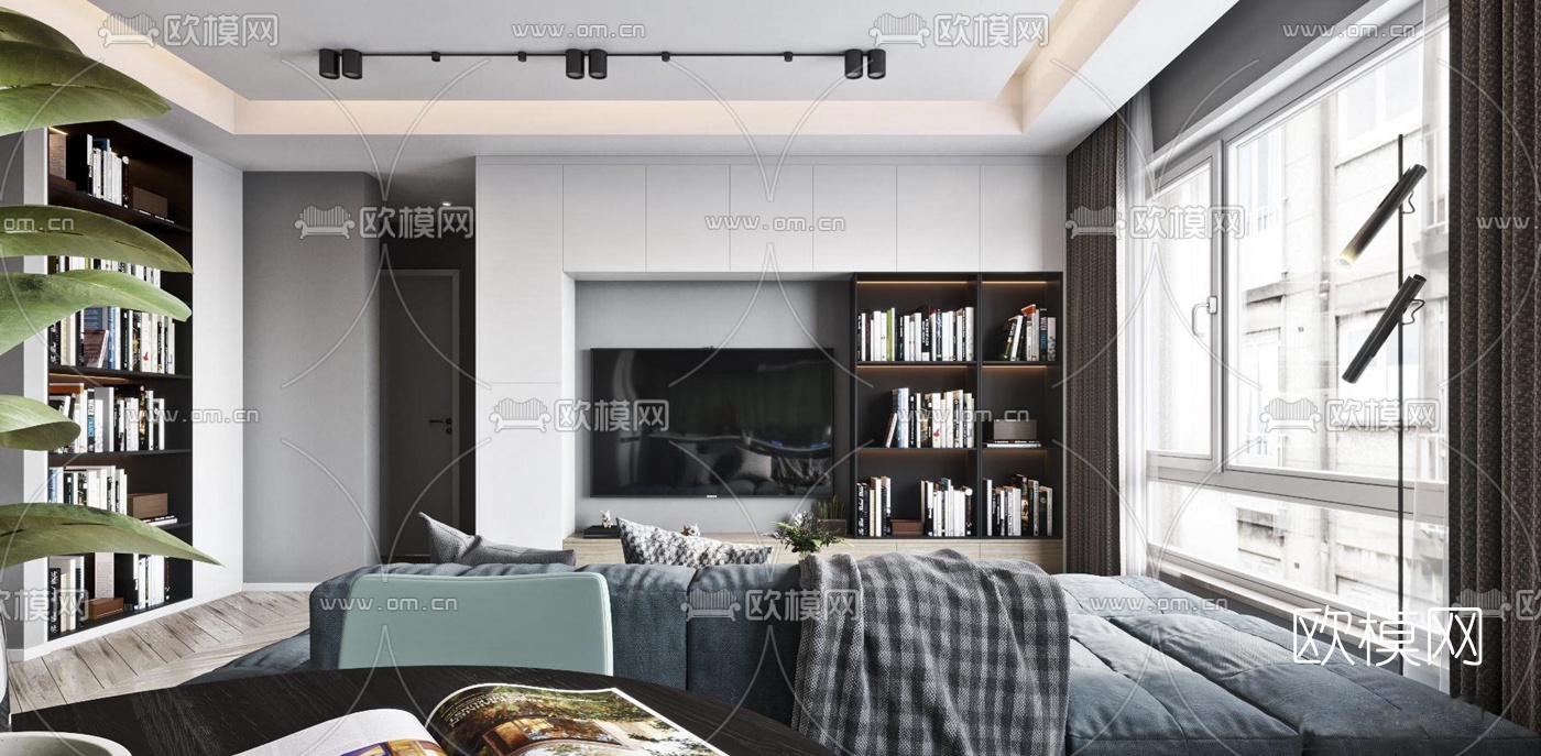 北欧公寓客厅餐厅3d模型下载（渲染图3）