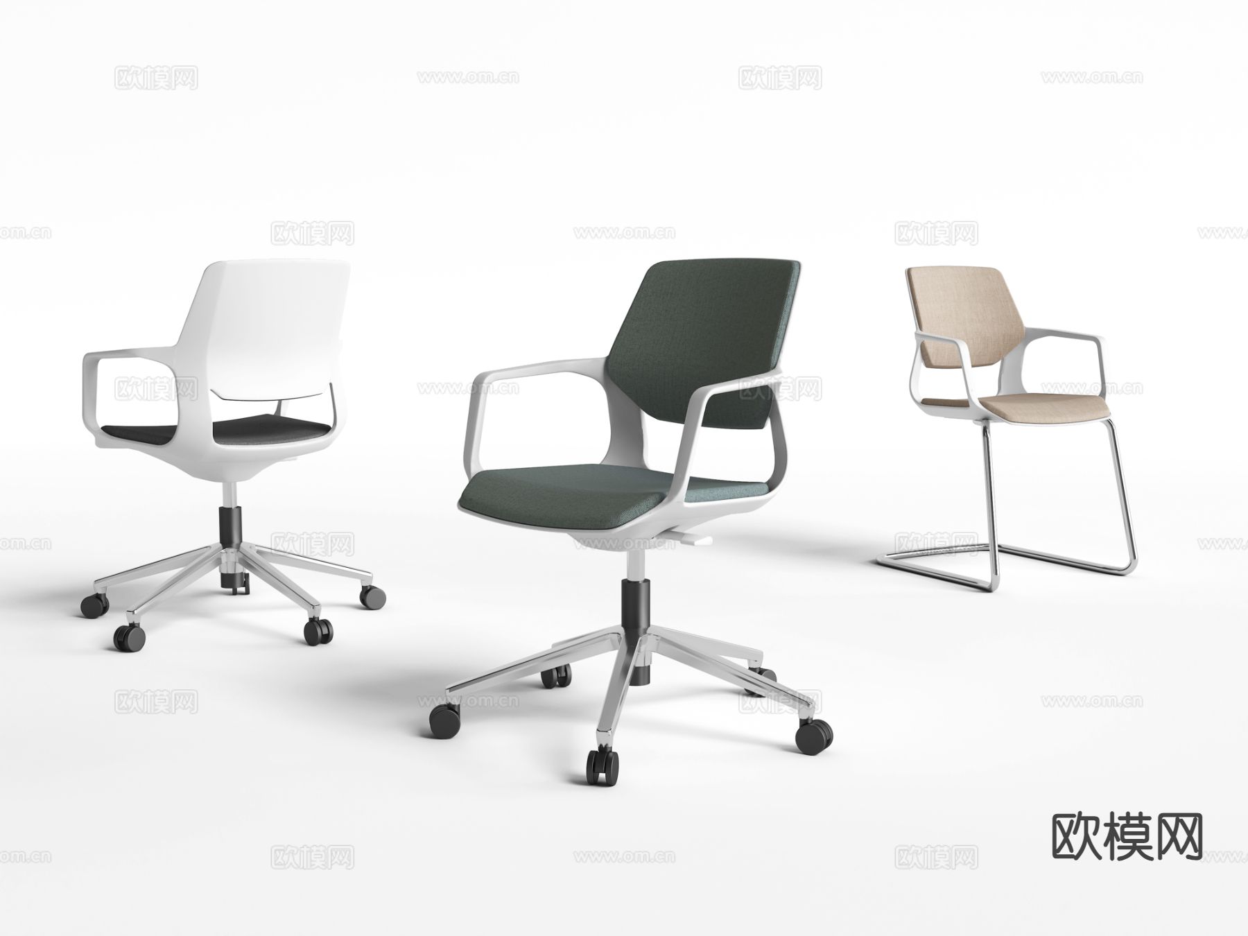 现代办公椅 网椅 员工椅 su模型下载（渲染图2）