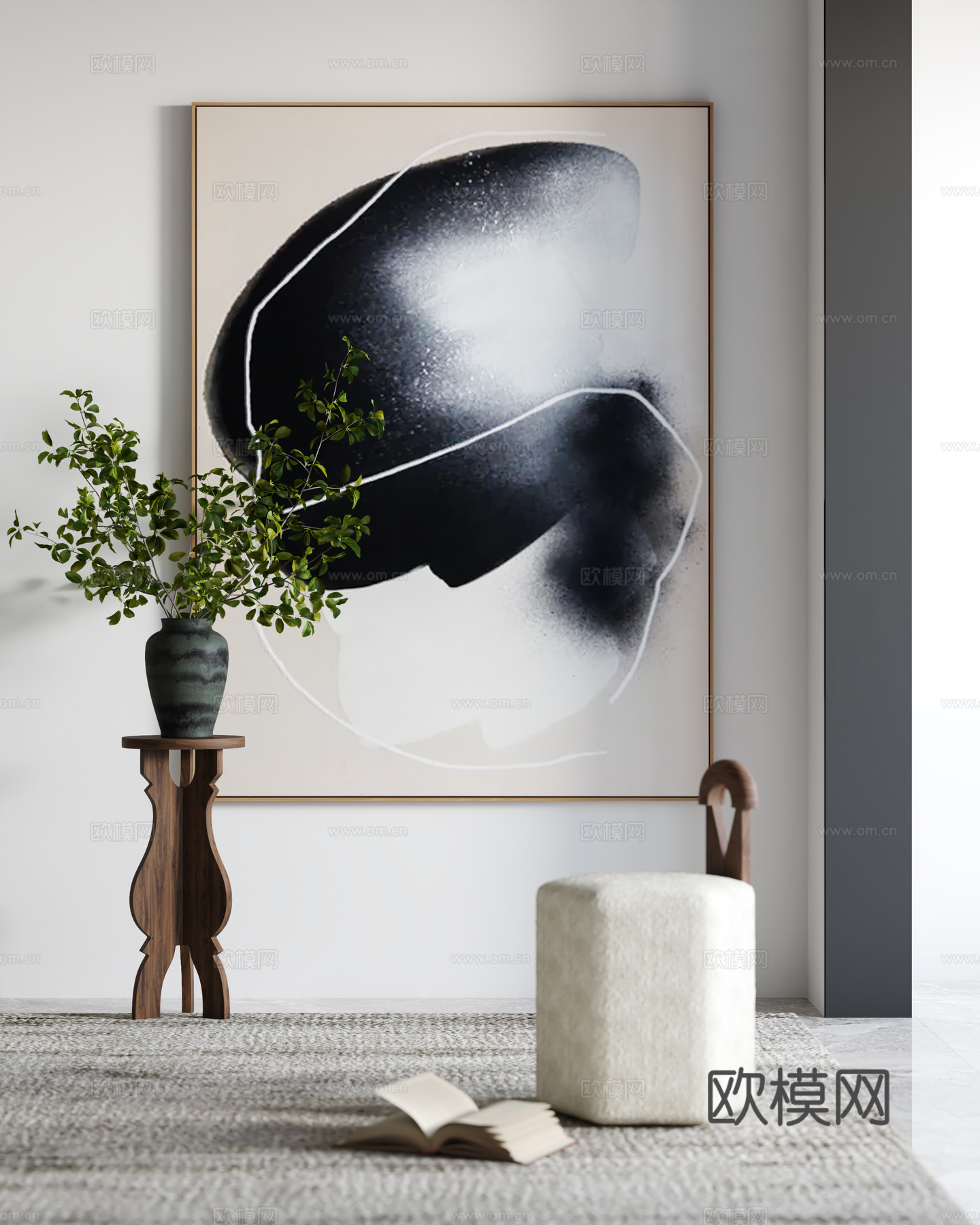 现代挂画 装饰画 凳子 摆件3d模型