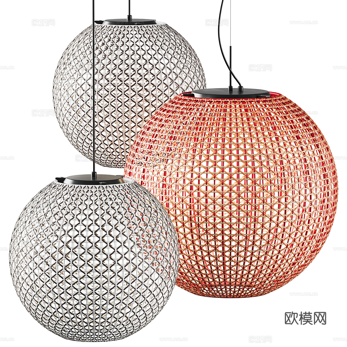 新中式藤编装饰吊灯3d模型