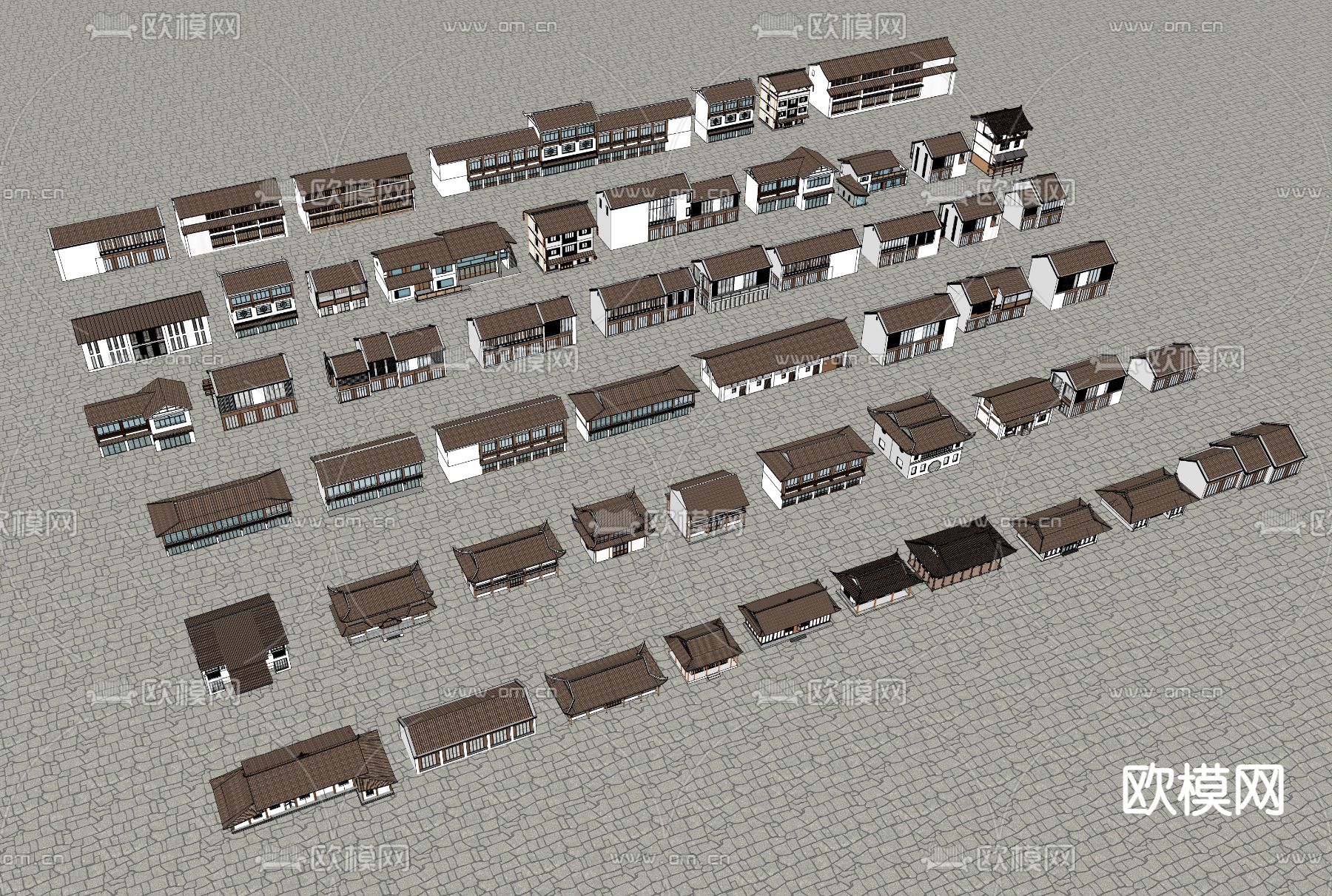 新中式乡村民房 古建筑su模型下载（渲染图2）