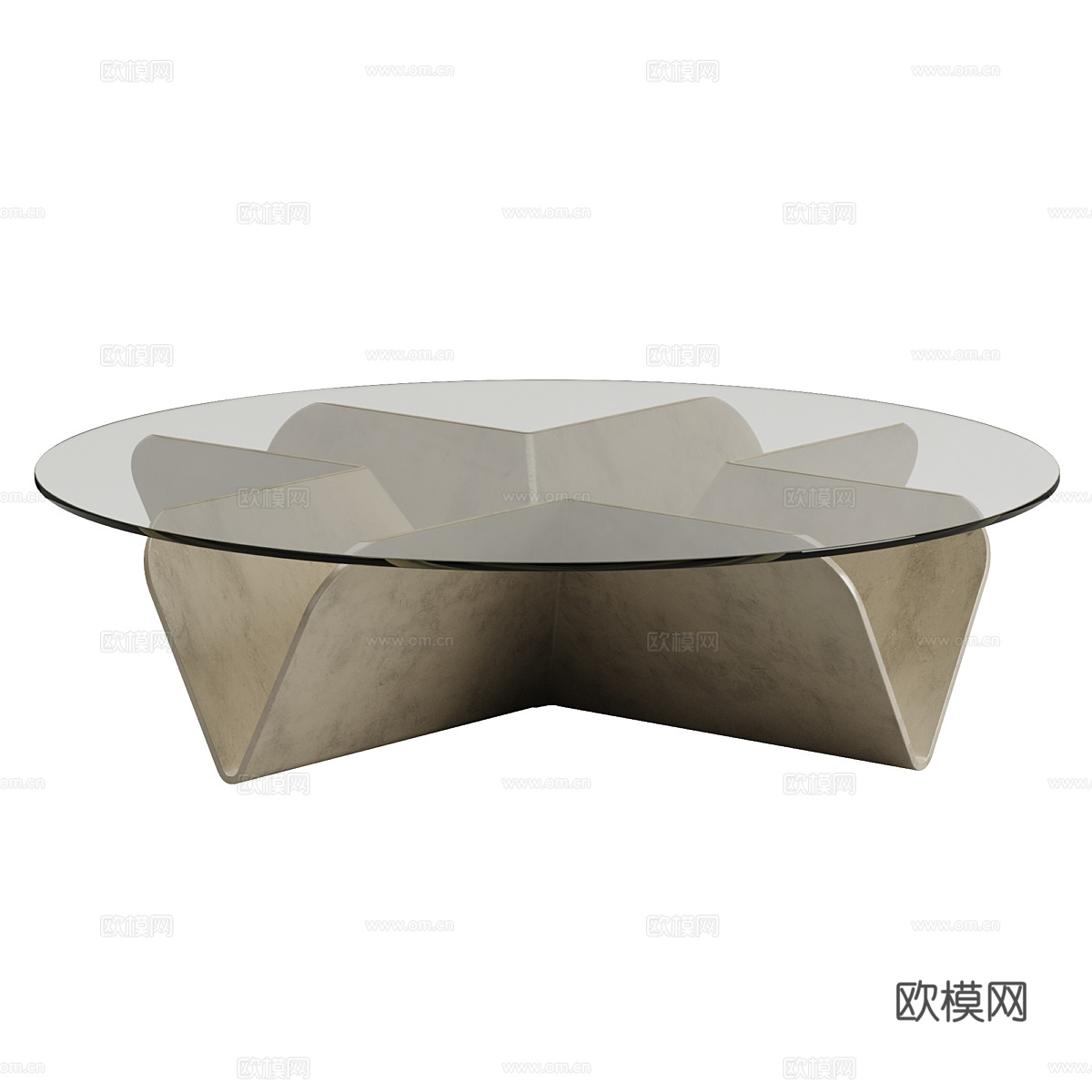 现代意式极简玻璃圆茶几3d模型
