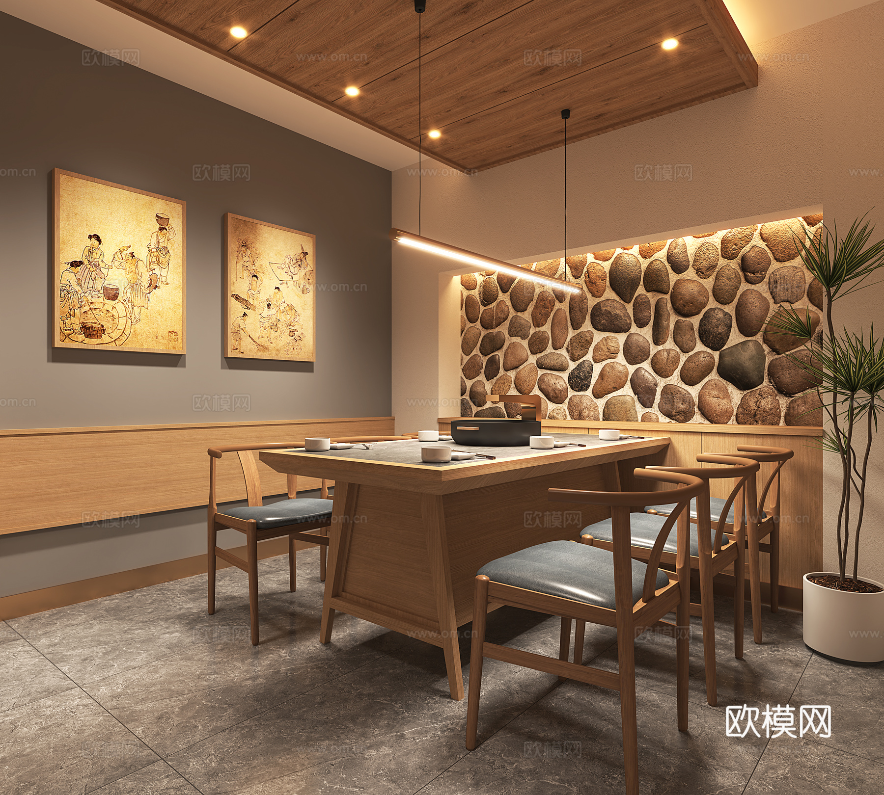 烧烤店包房 烤肉店包房 韩式烤肉店包间 烤肉店包间3d模型下载