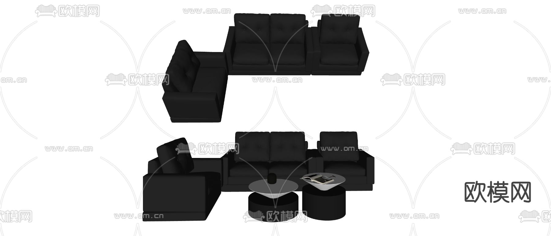 现代多人沙发su模型