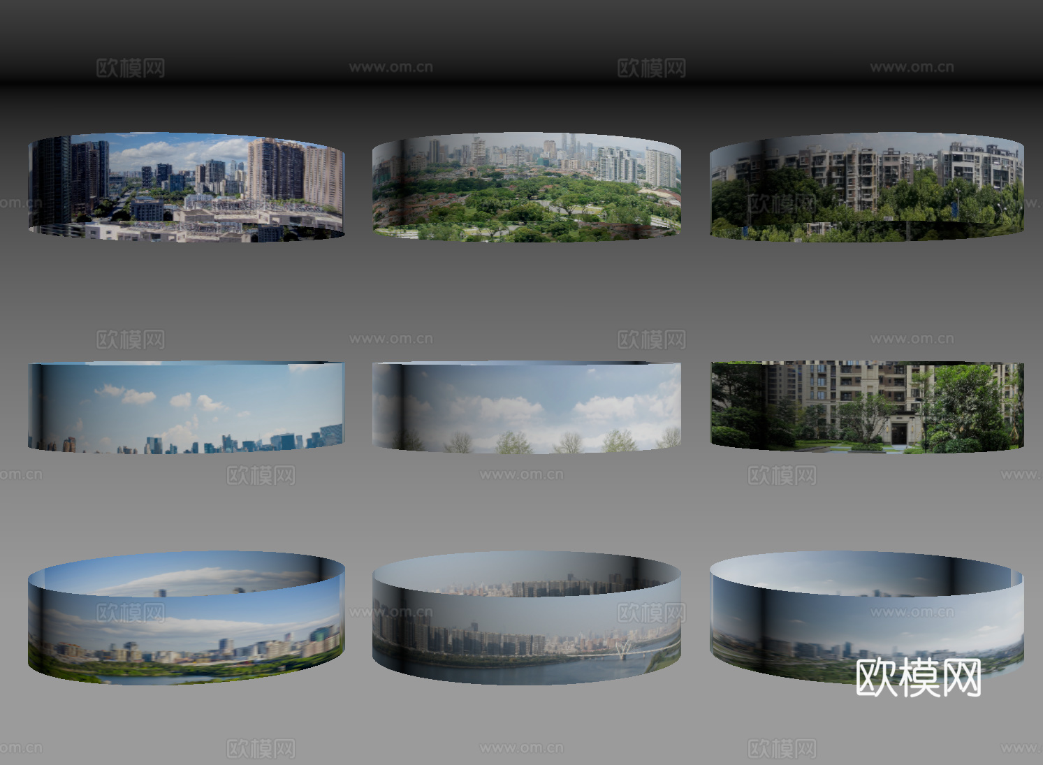 现代环绕背景 户外外景 城市背景 背景景观环绕su模型