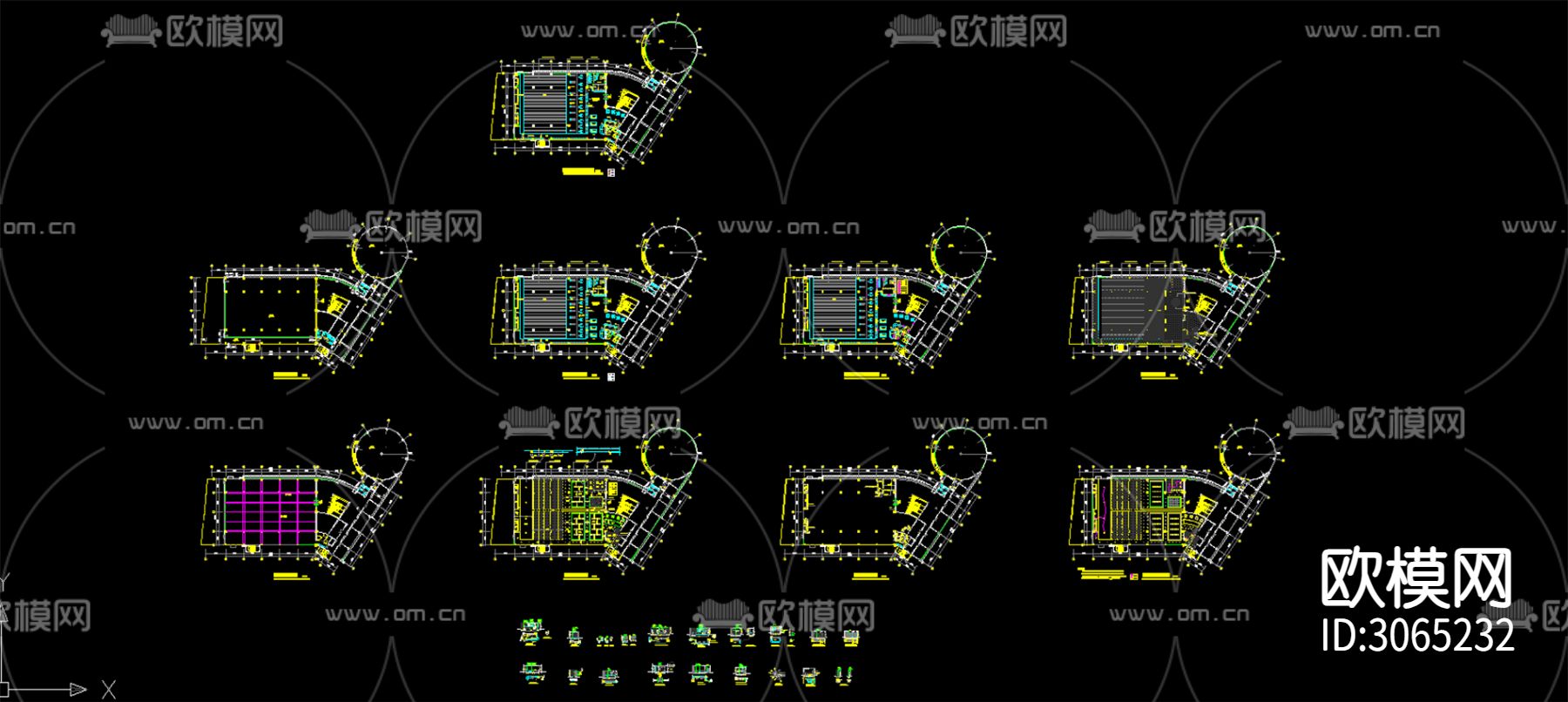 保龄球馆cad施工图下载（渲染图1）