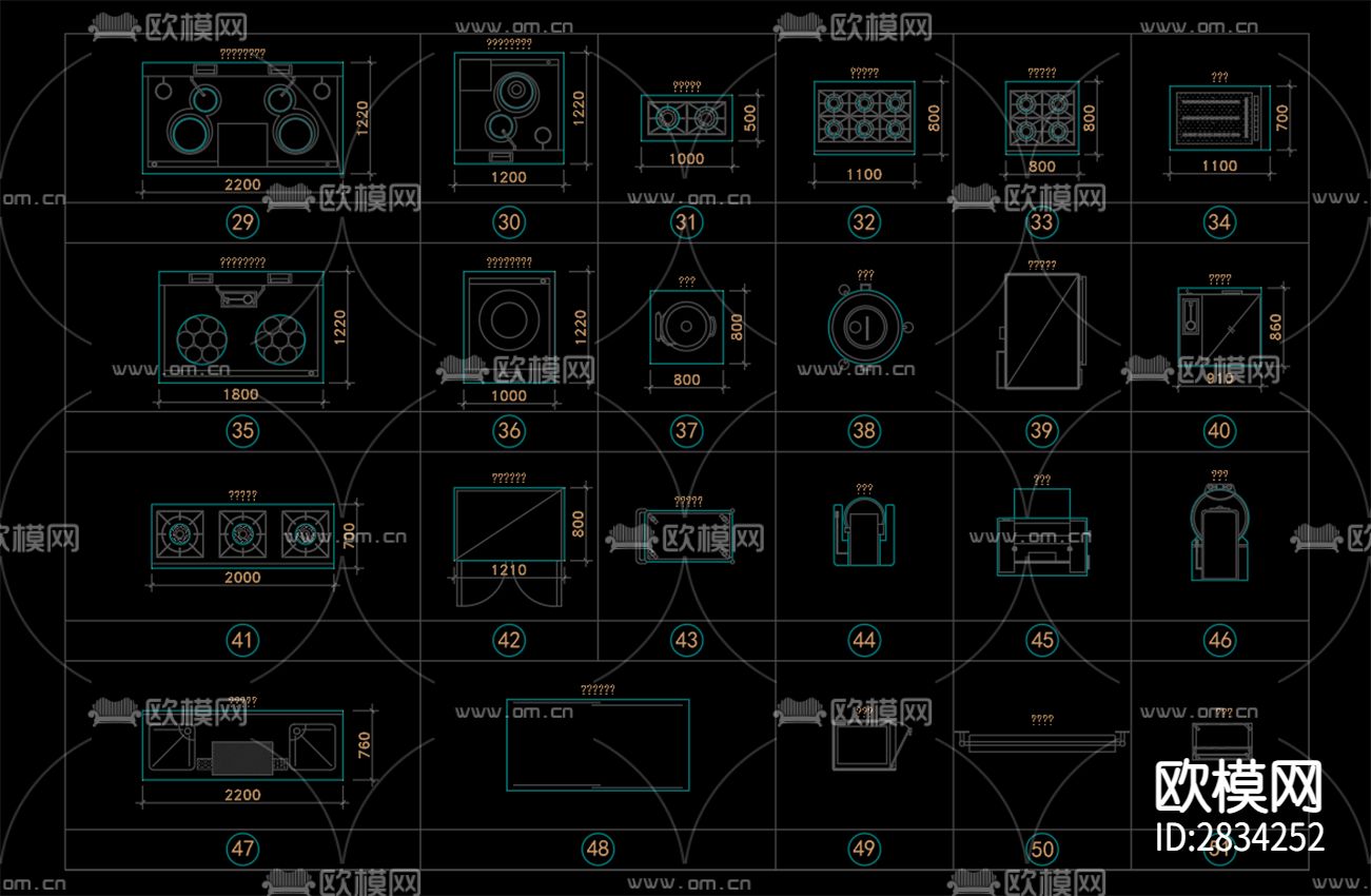沙发餐桌床卫浴厨房灯具cad图库下载（渲染图5）