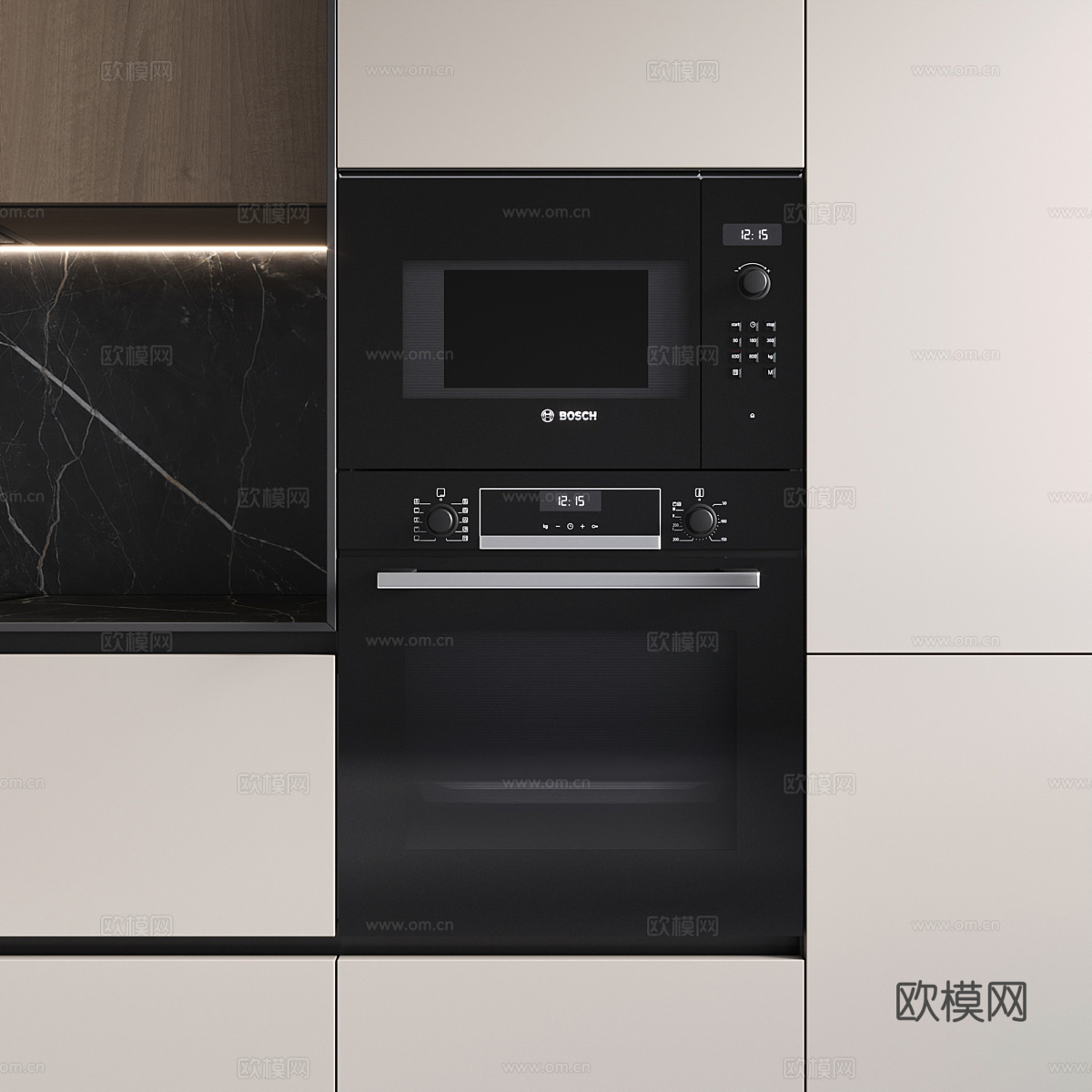 现代意式极简橱柜3d模型