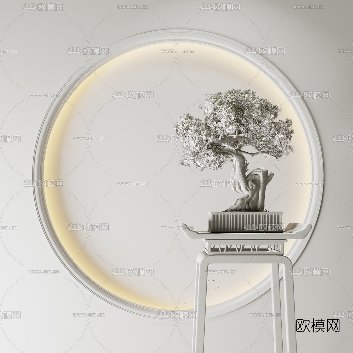 新中式松树盆景3d模型下载（渲染图3）