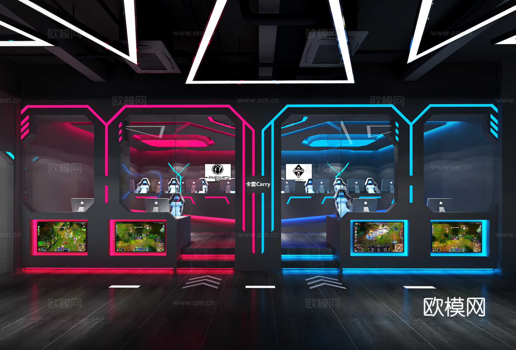 现代网咖 网吧 电竞 娱乐场所3d模型