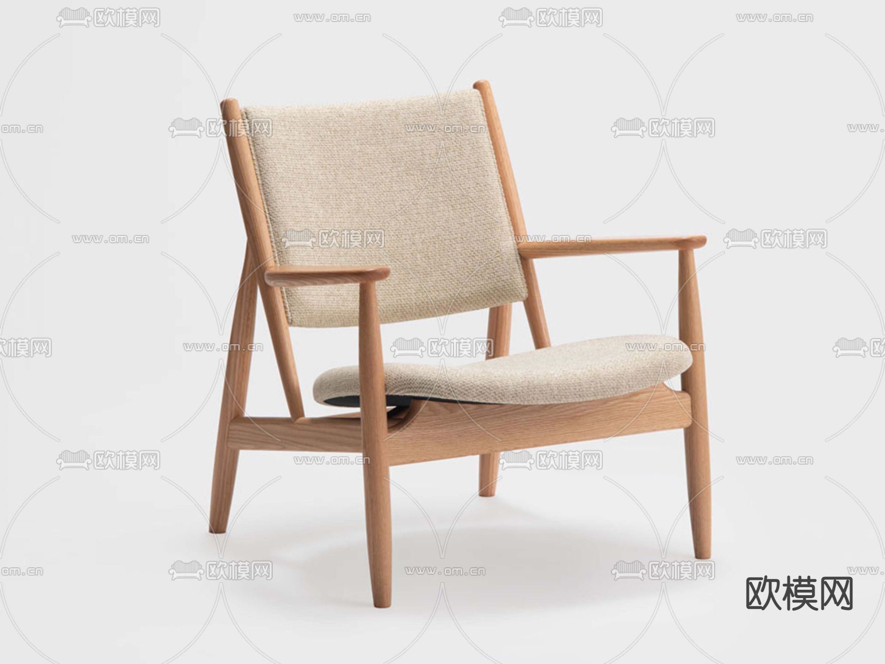 日式布艺休闲椅su模型下载（渲染图1）
