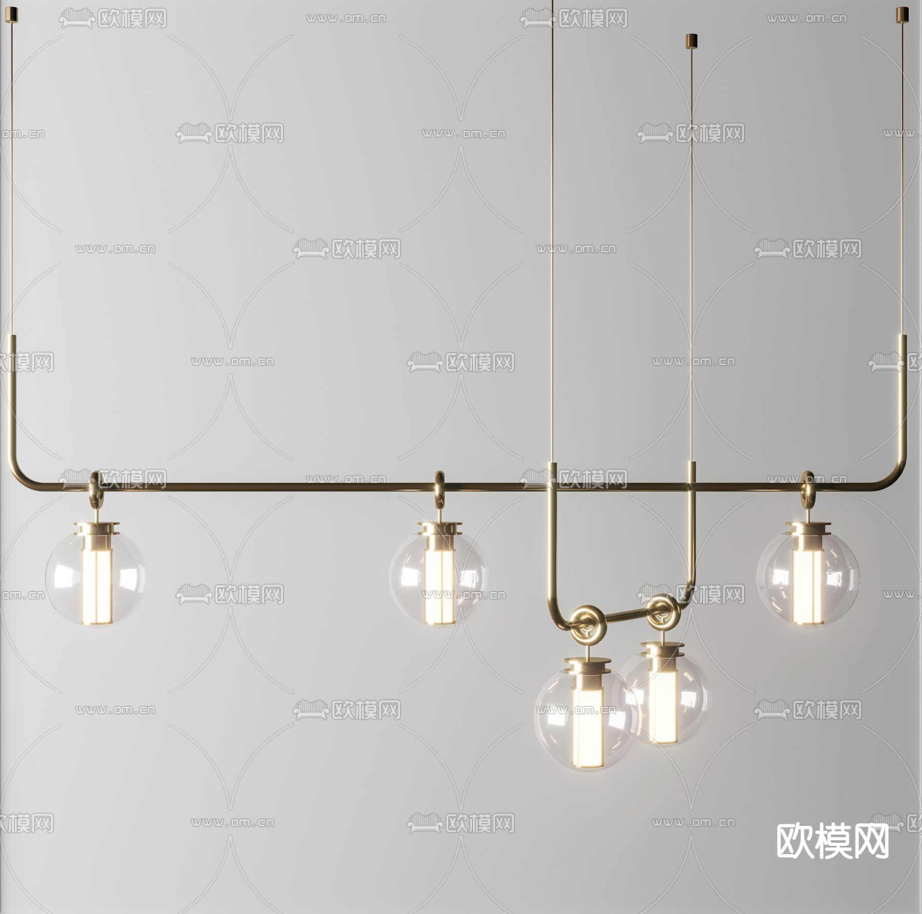 现代金属吊灯3d模型下载