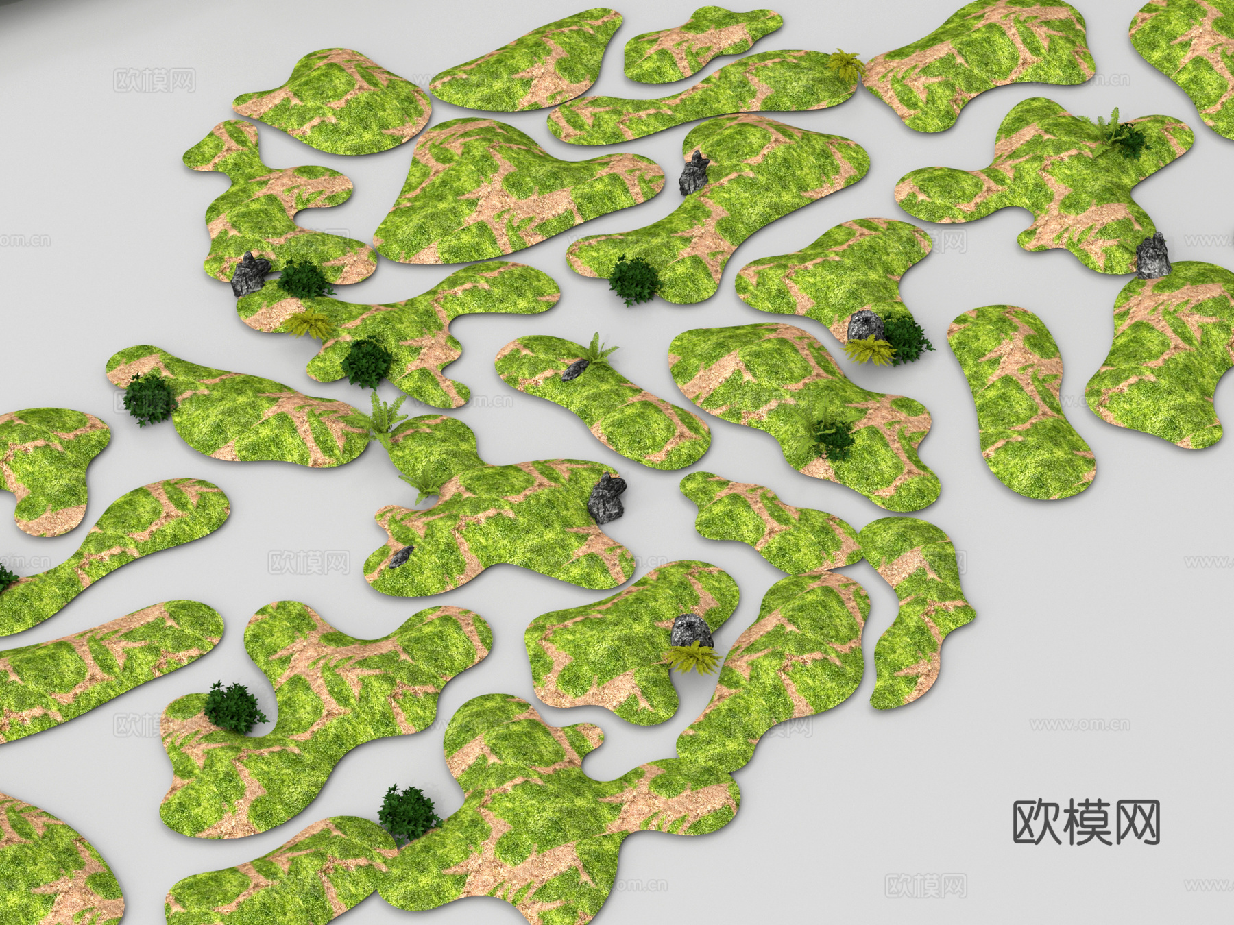 现代微地形 庭院景观 景观造景 庭院小品 草坡 小包 土坡3d模型