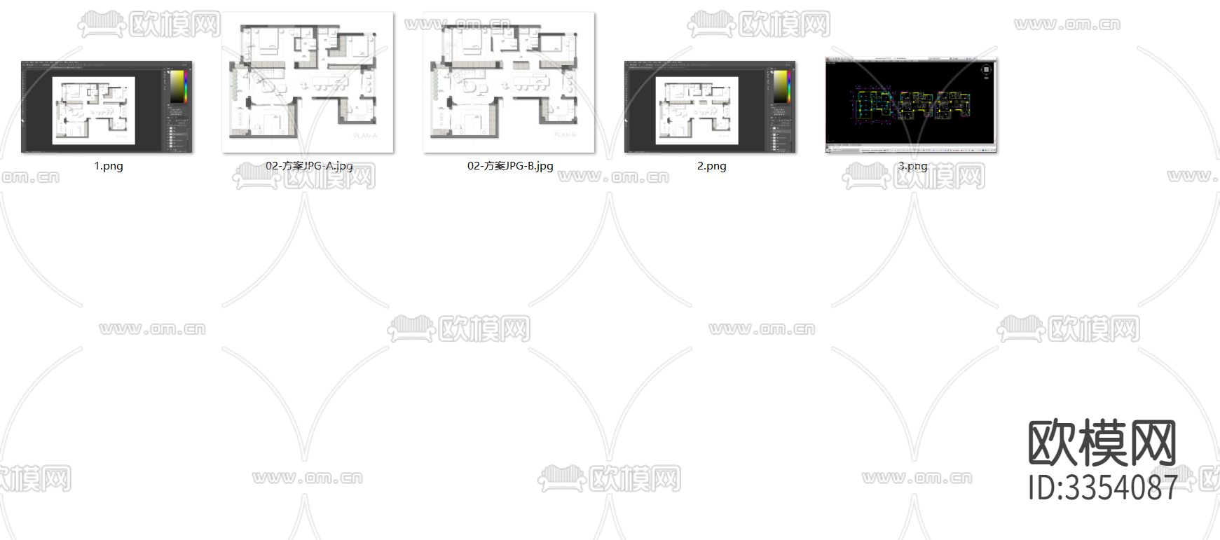 128㎡三室常规户型创新平面优化案例源文件下载（渲染图6）