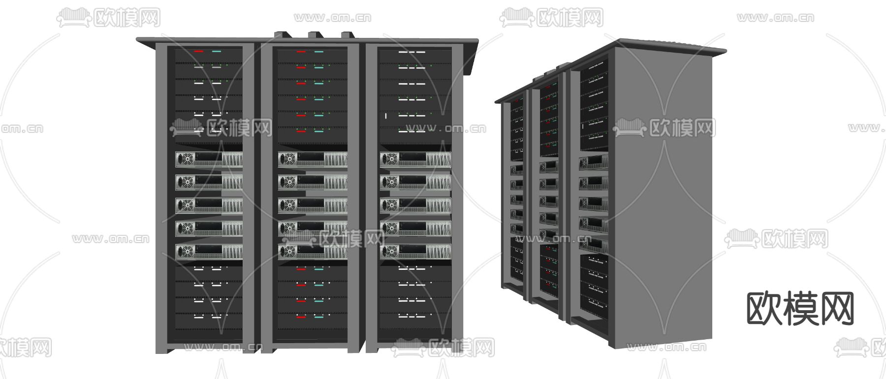现代服务器机柜su模型下载（渲染图2）