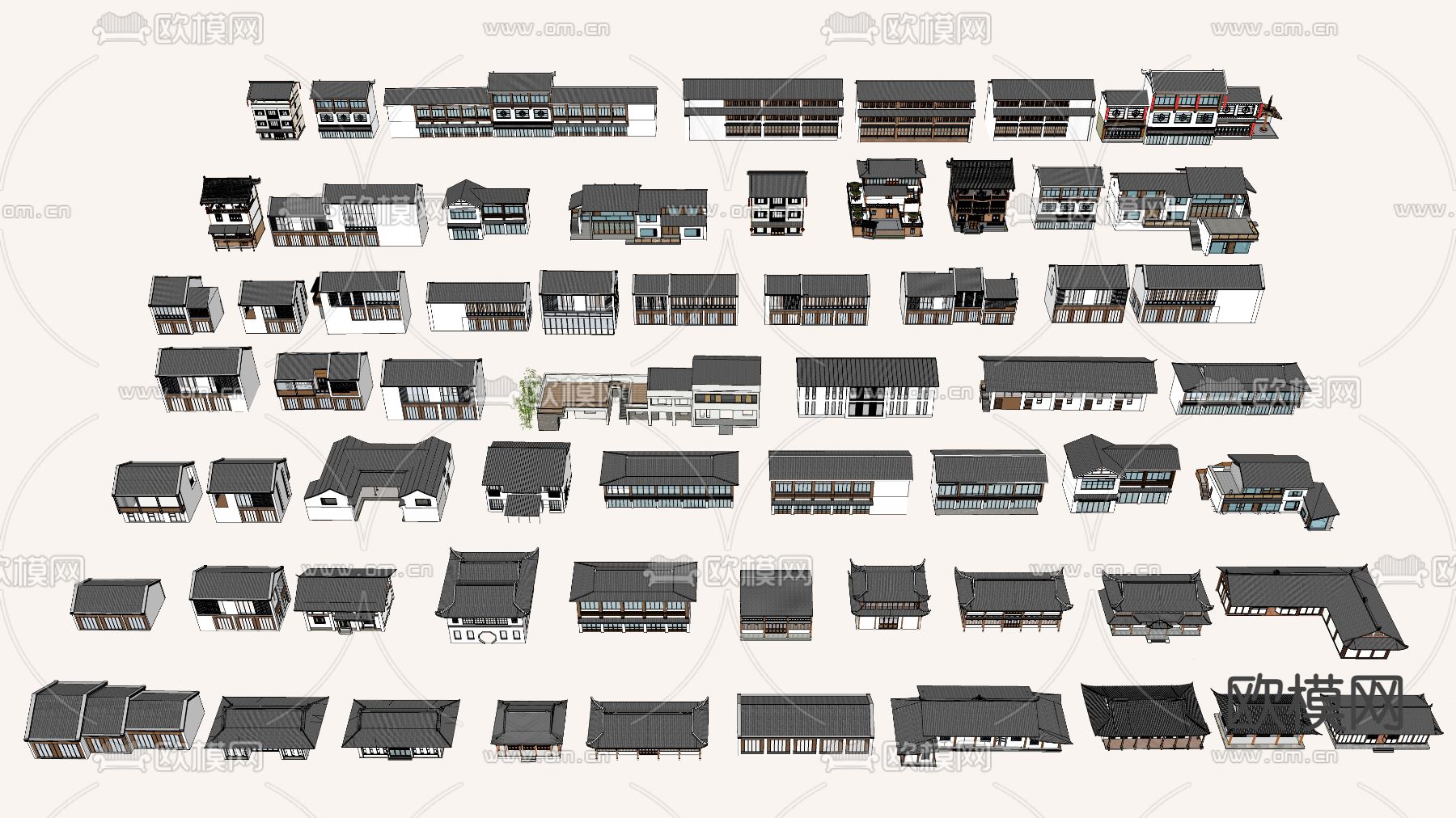 新中式乡村民房 古建筑su模型下载（渲染图1）