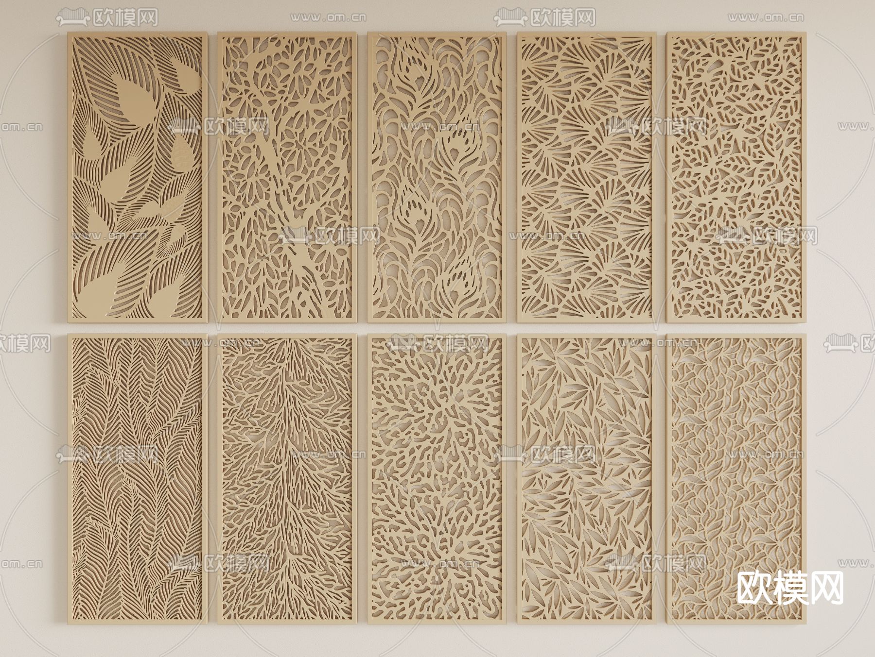 现代雕花 屏风隔断su模型