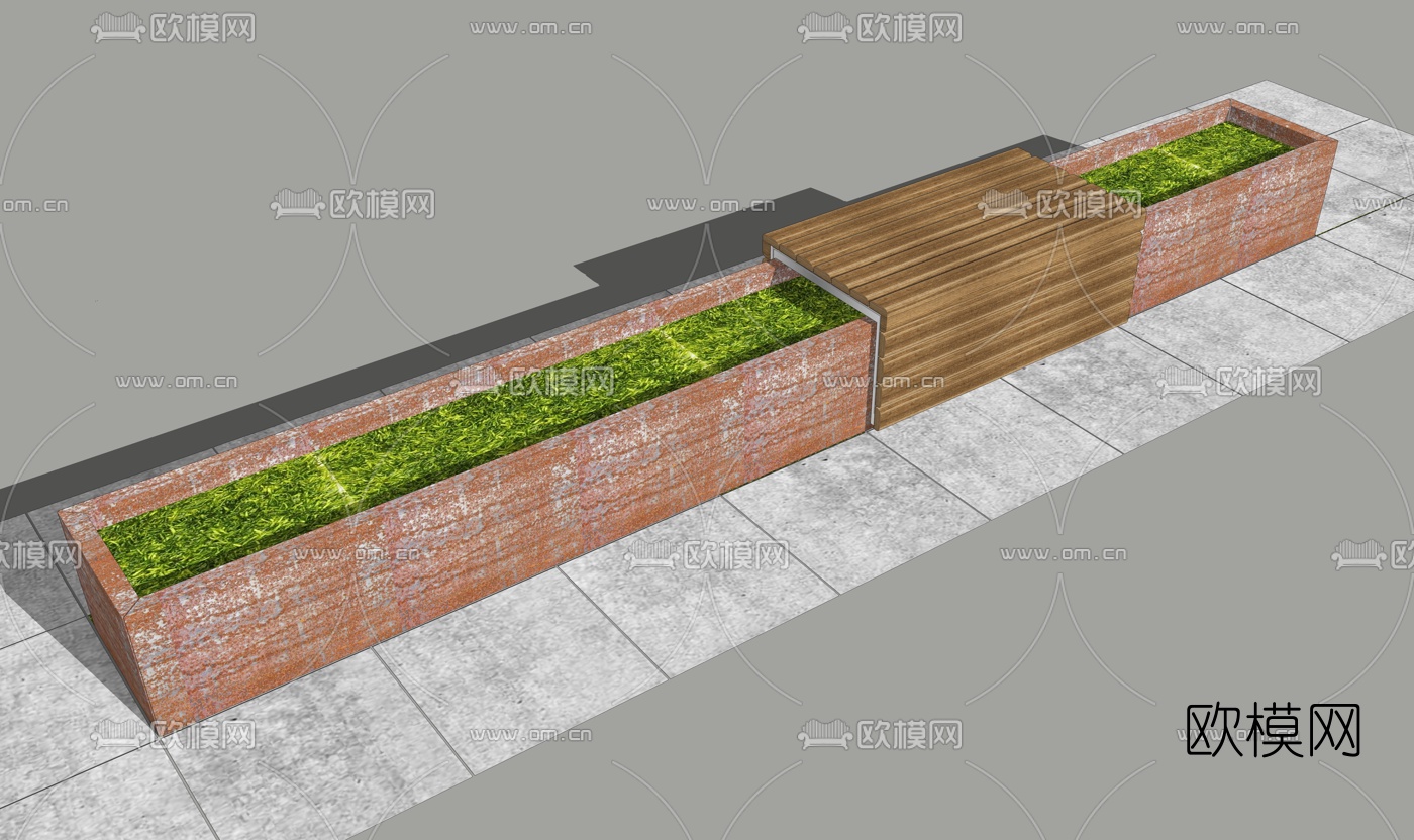 工业风户外公用椅su模型下载（渲染图2）