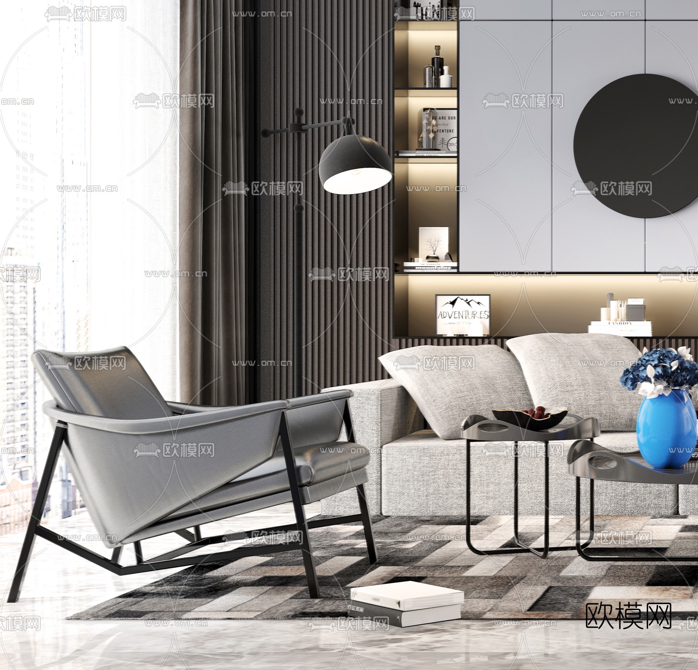 现代轻奢沙发组合3d模型下载（渲染图4）