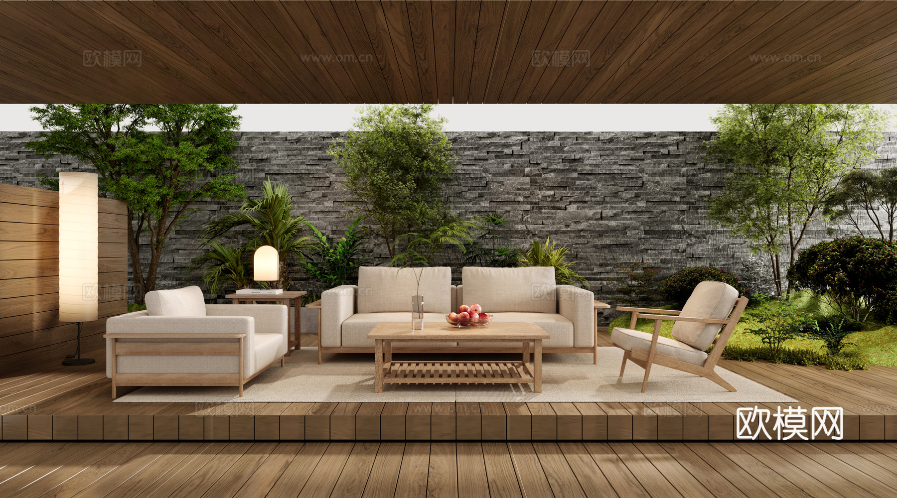 现代别墅休闲阳台3d模型下载