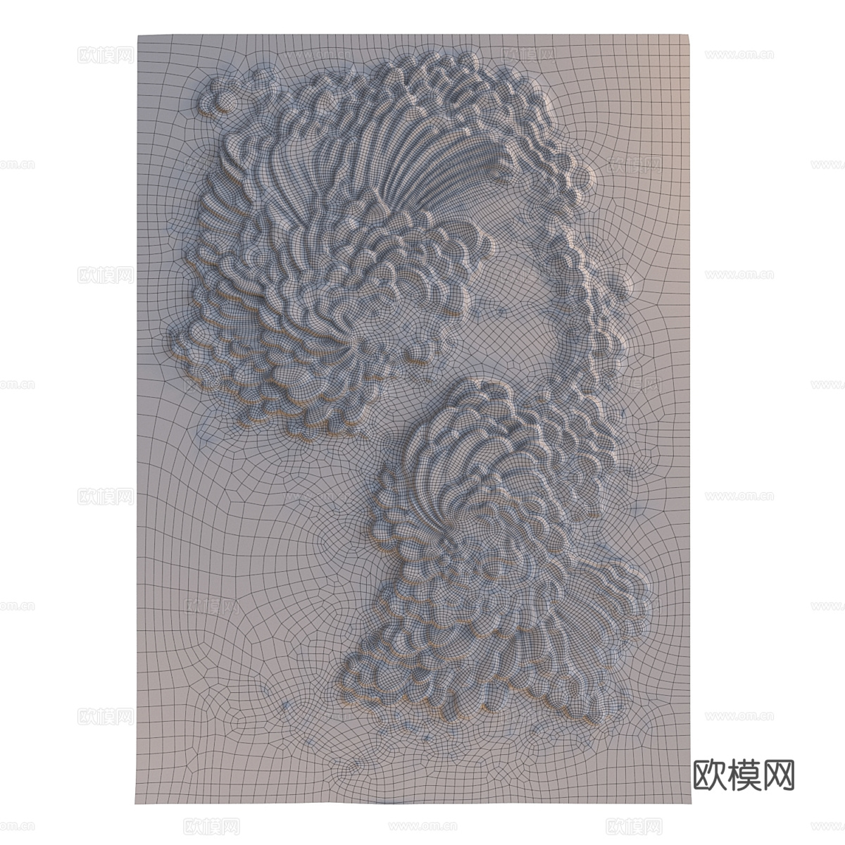 新中式鳞片浅浮雕装饰板3d模型