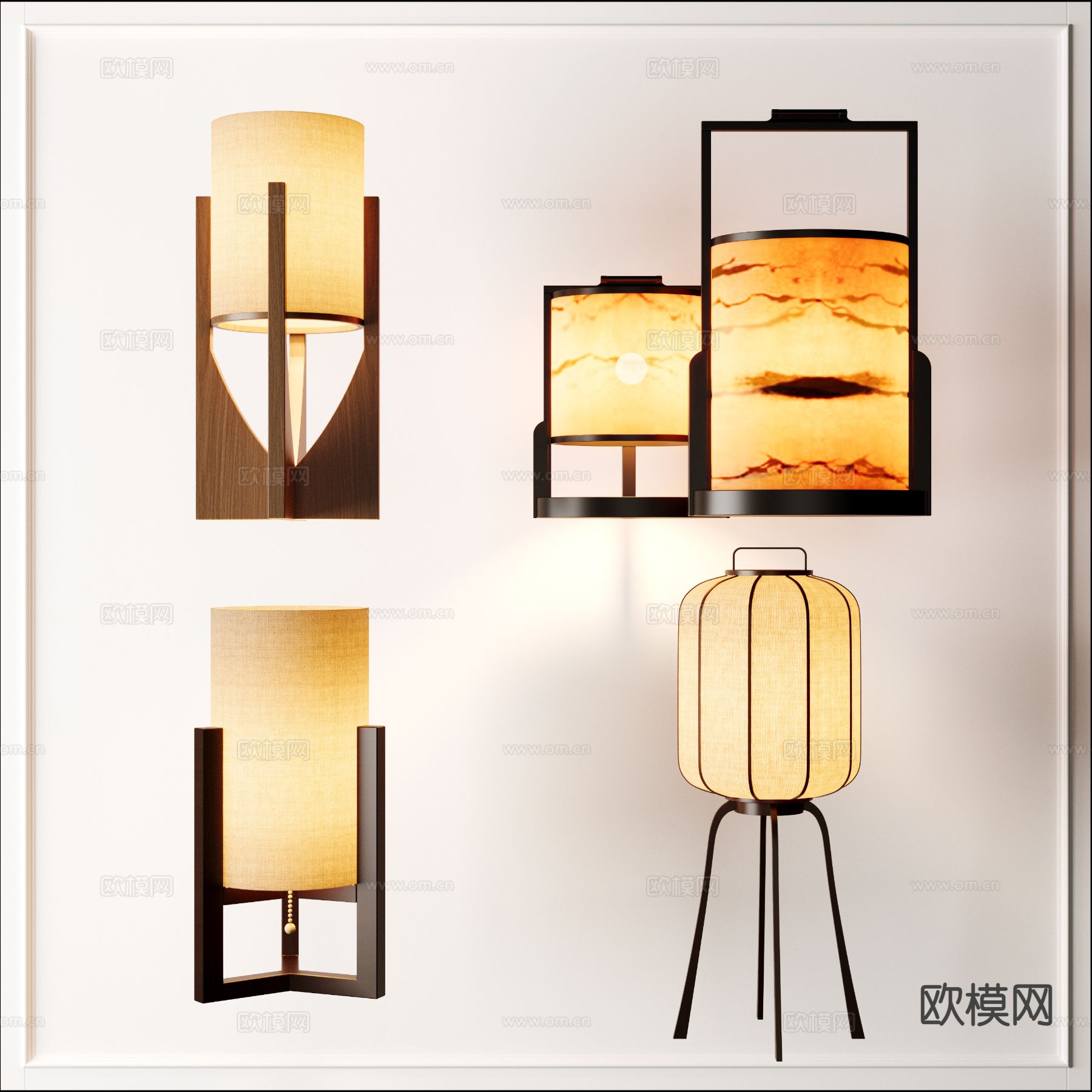 新中式台灯su模型下载（渲染图2）