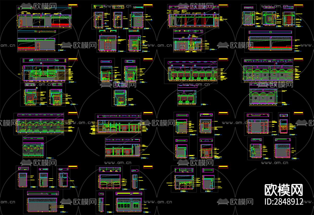 中餐厅CAD施工图下载（渲染图9）