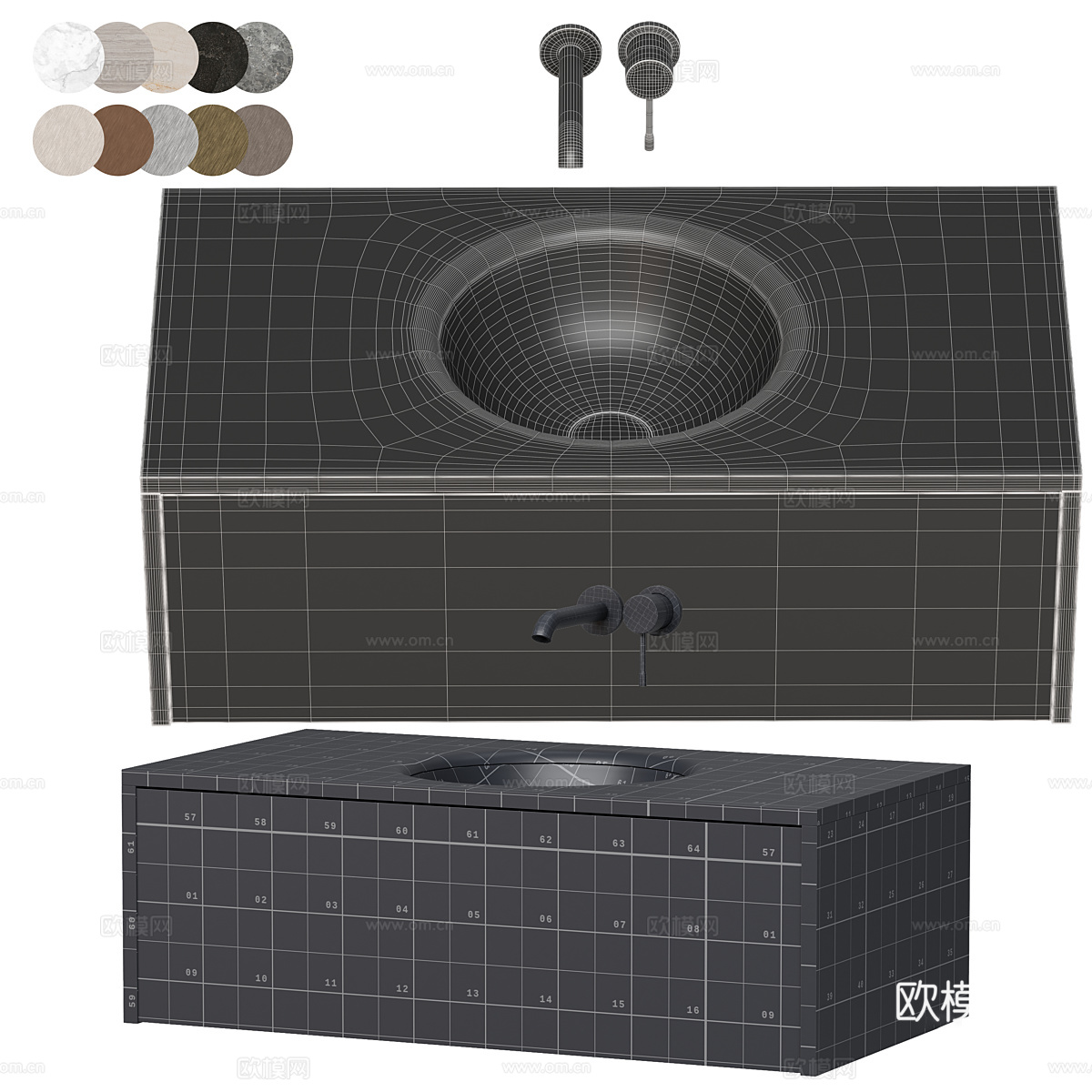 现代意式 SALVATORI 洗脸盆3d模型