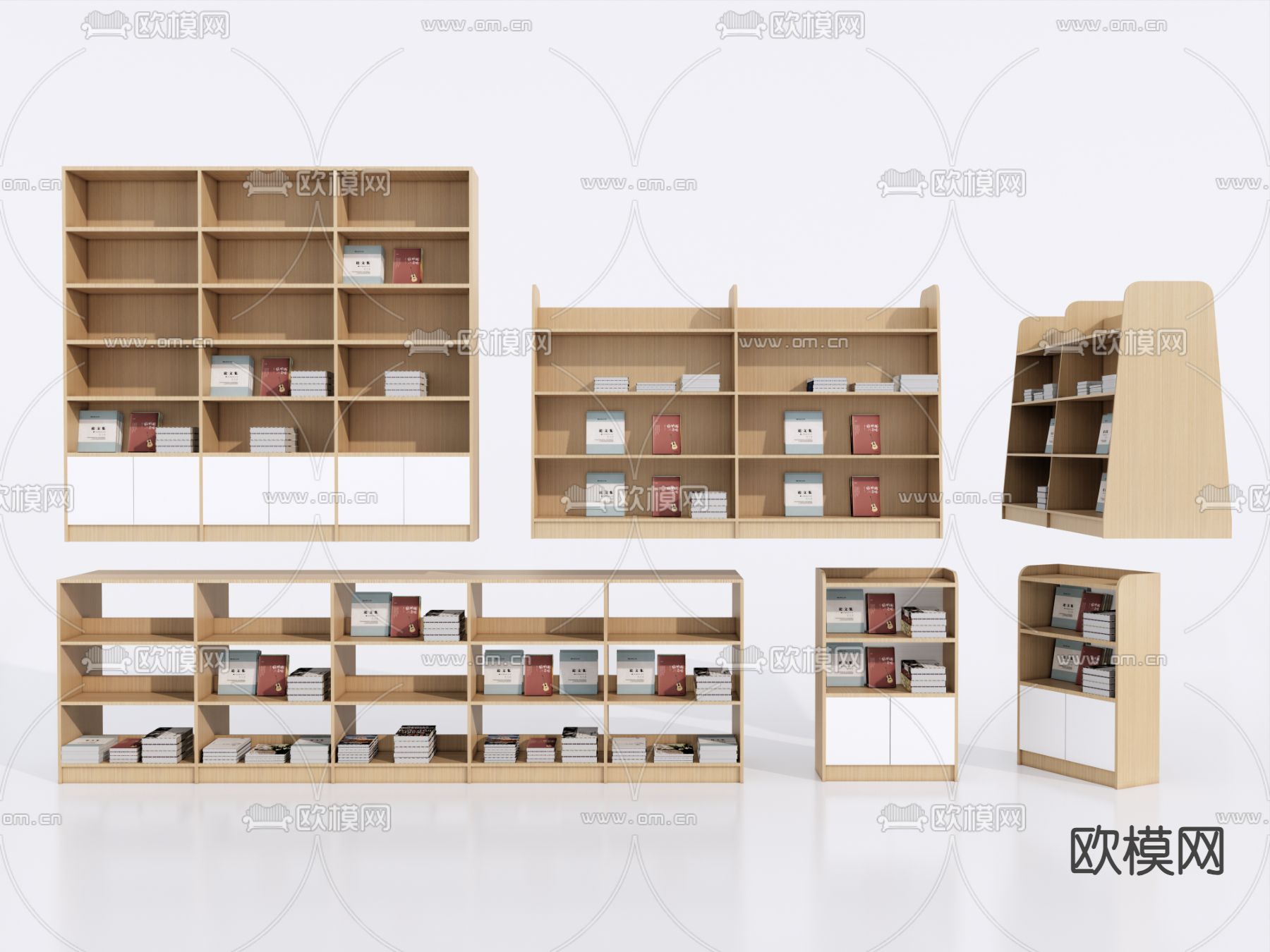 现代书架 双面柜su模型