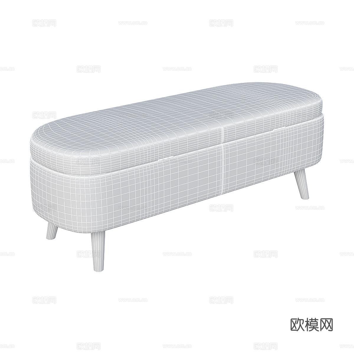新中式布艺长凳 条凳 床尾凳3d模型