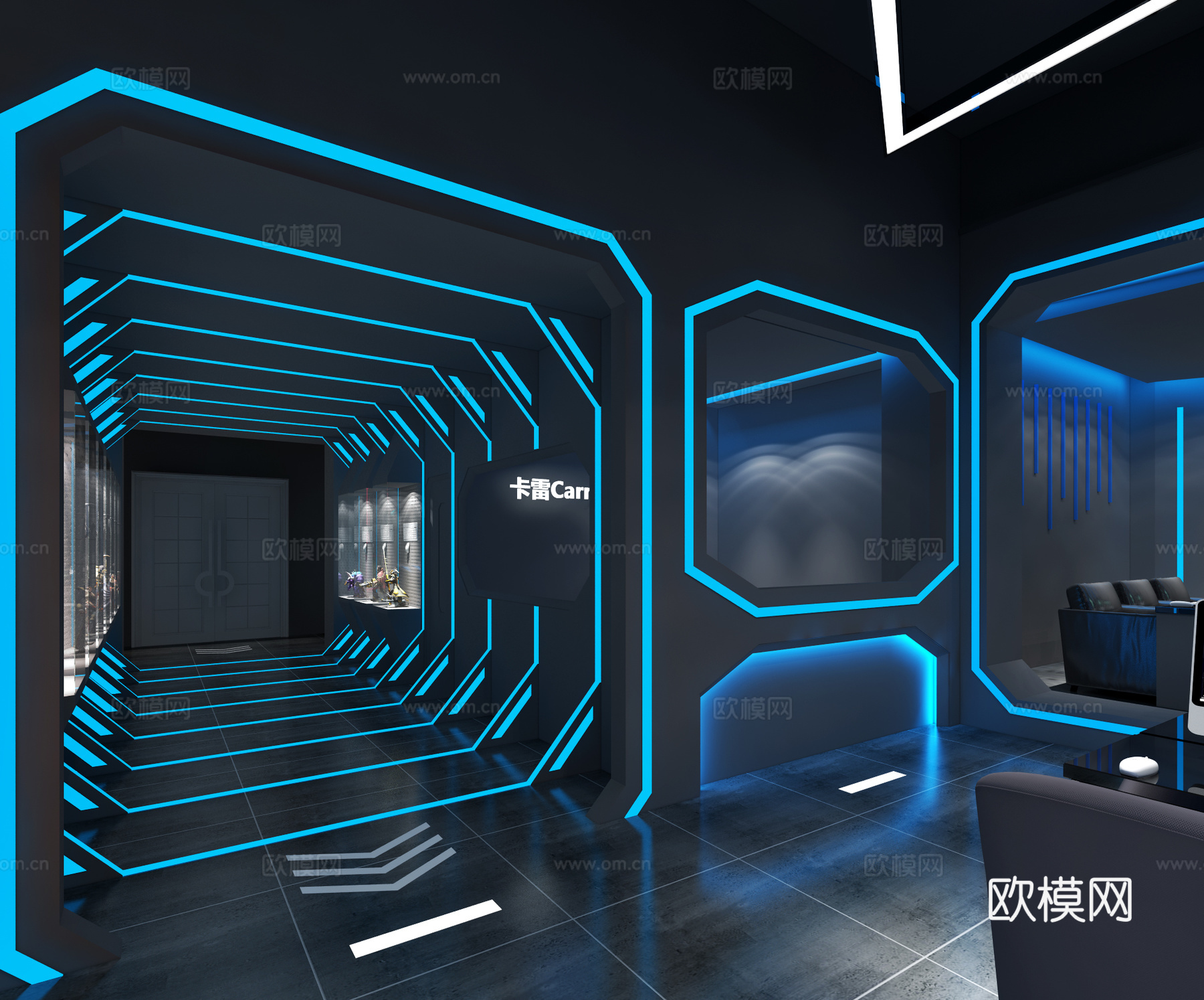 现代网咖 网吧 电竞 娱乐场所3d模型