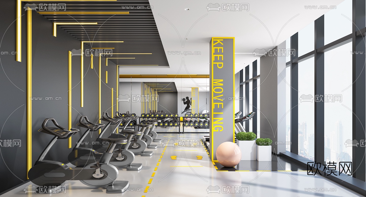 现代健身房3d模型下载