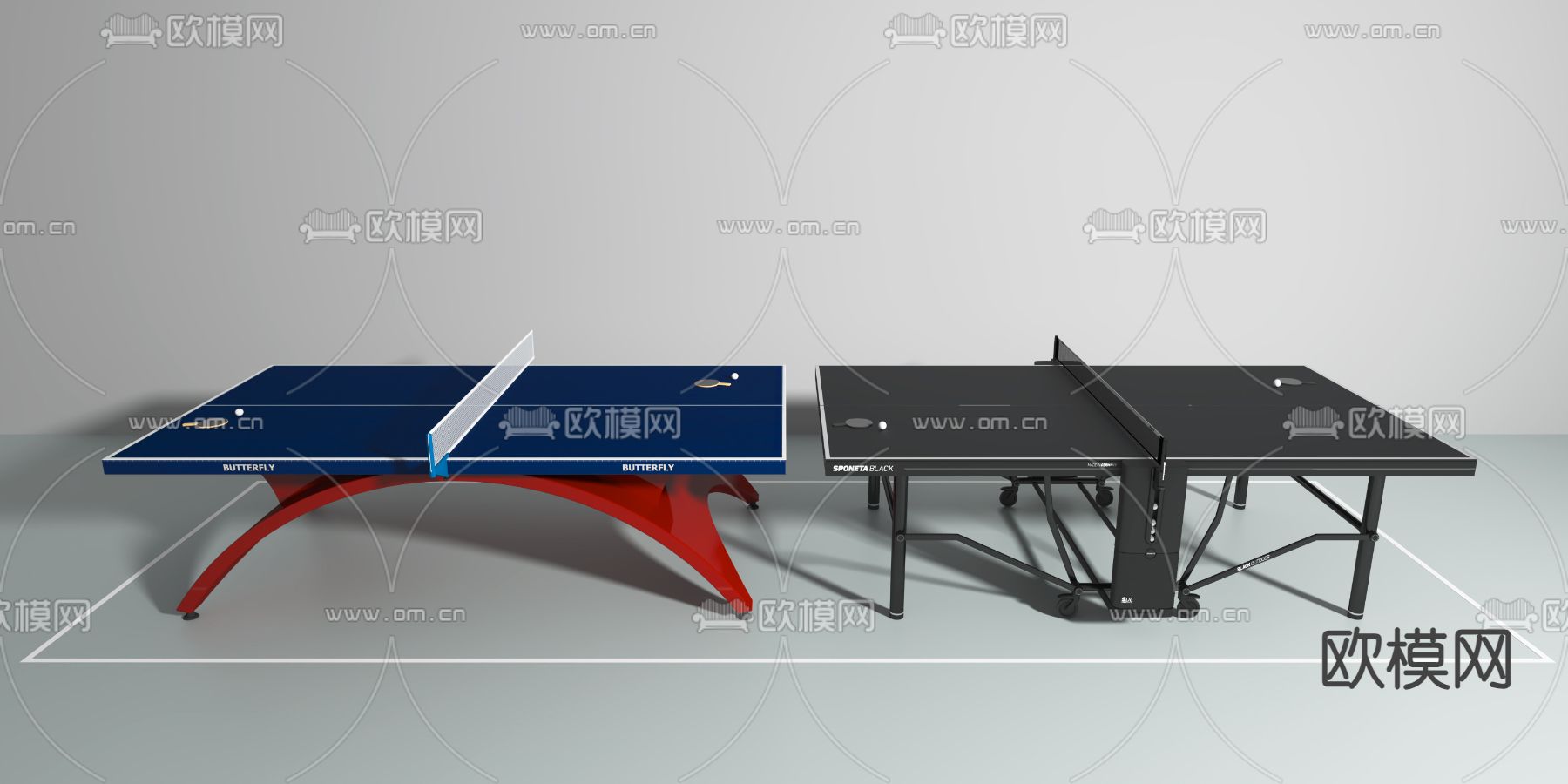乒乓球桌su模型下载（渲染图1）