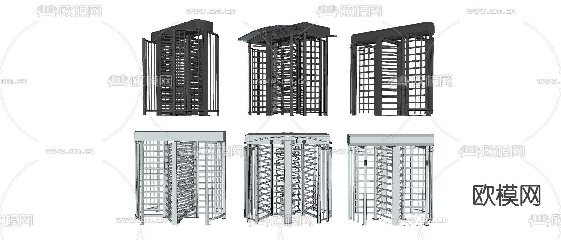 单向门 通道闸机 安检入口 旋转门 转闸su模型
