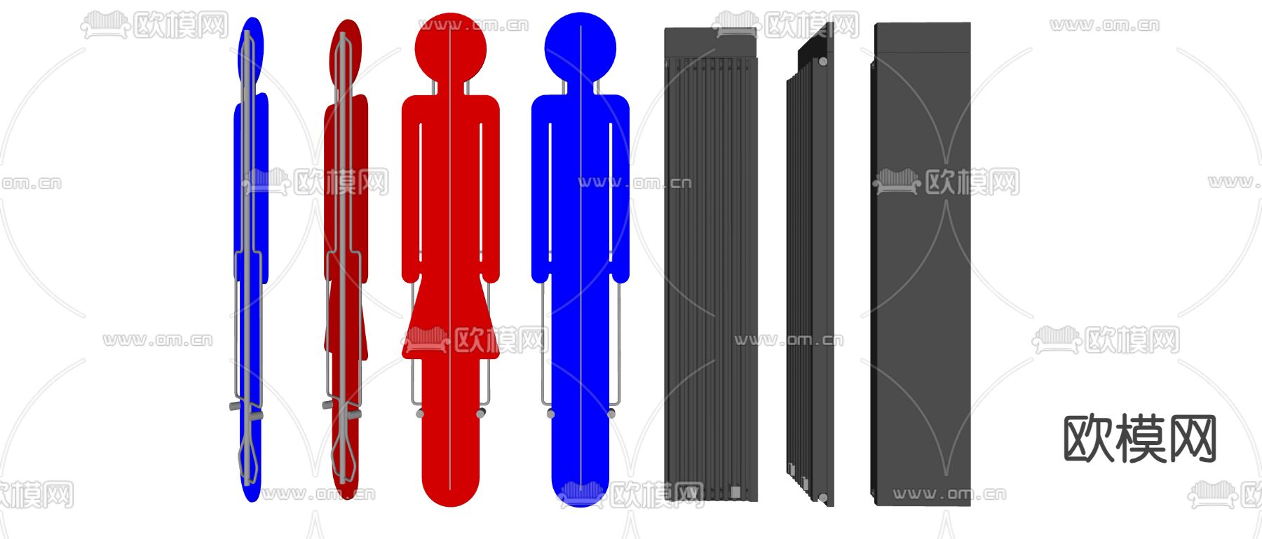 现代暖气片 散热片 取暖器su模型