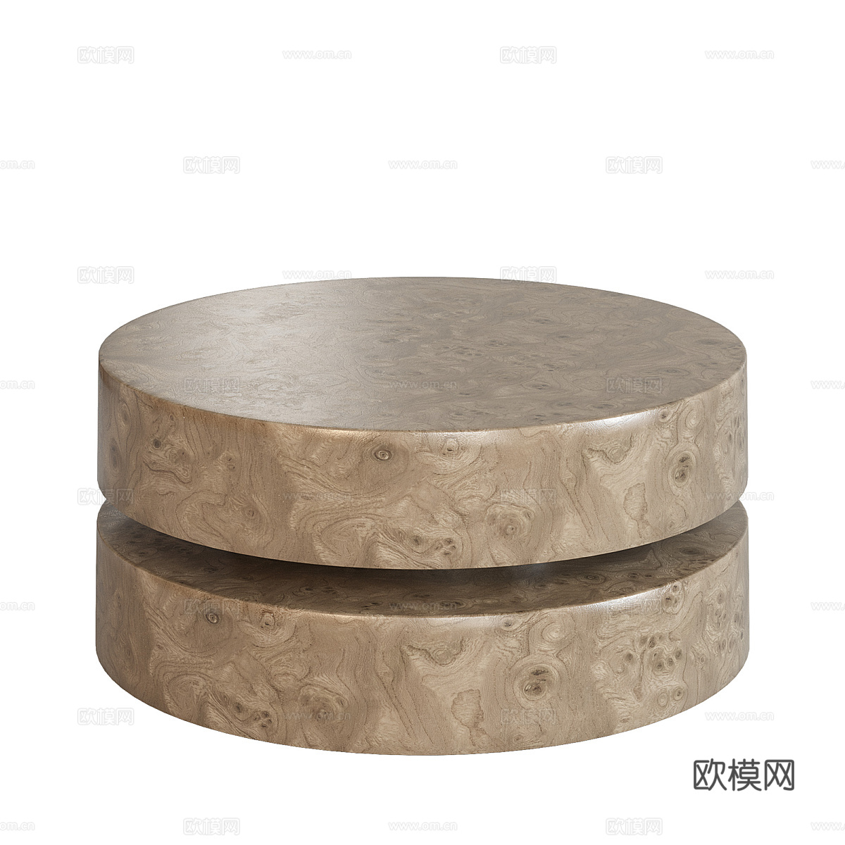 现代意式极简实木圆形茶几组合3d模型