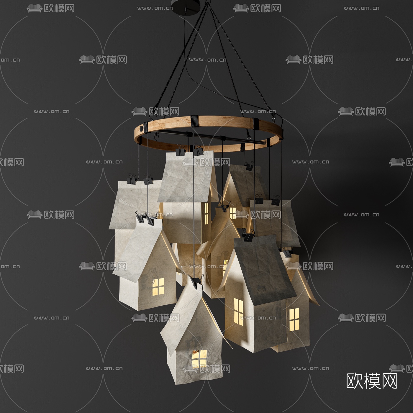 北欧纸屋装饰吊灯3D模型下载