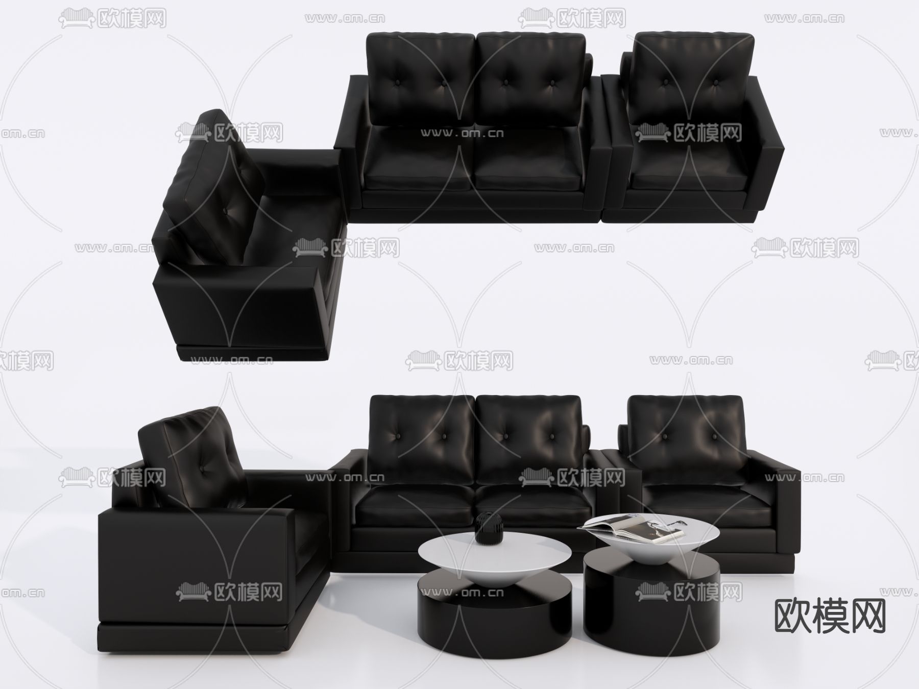 现代多人沙发su模型