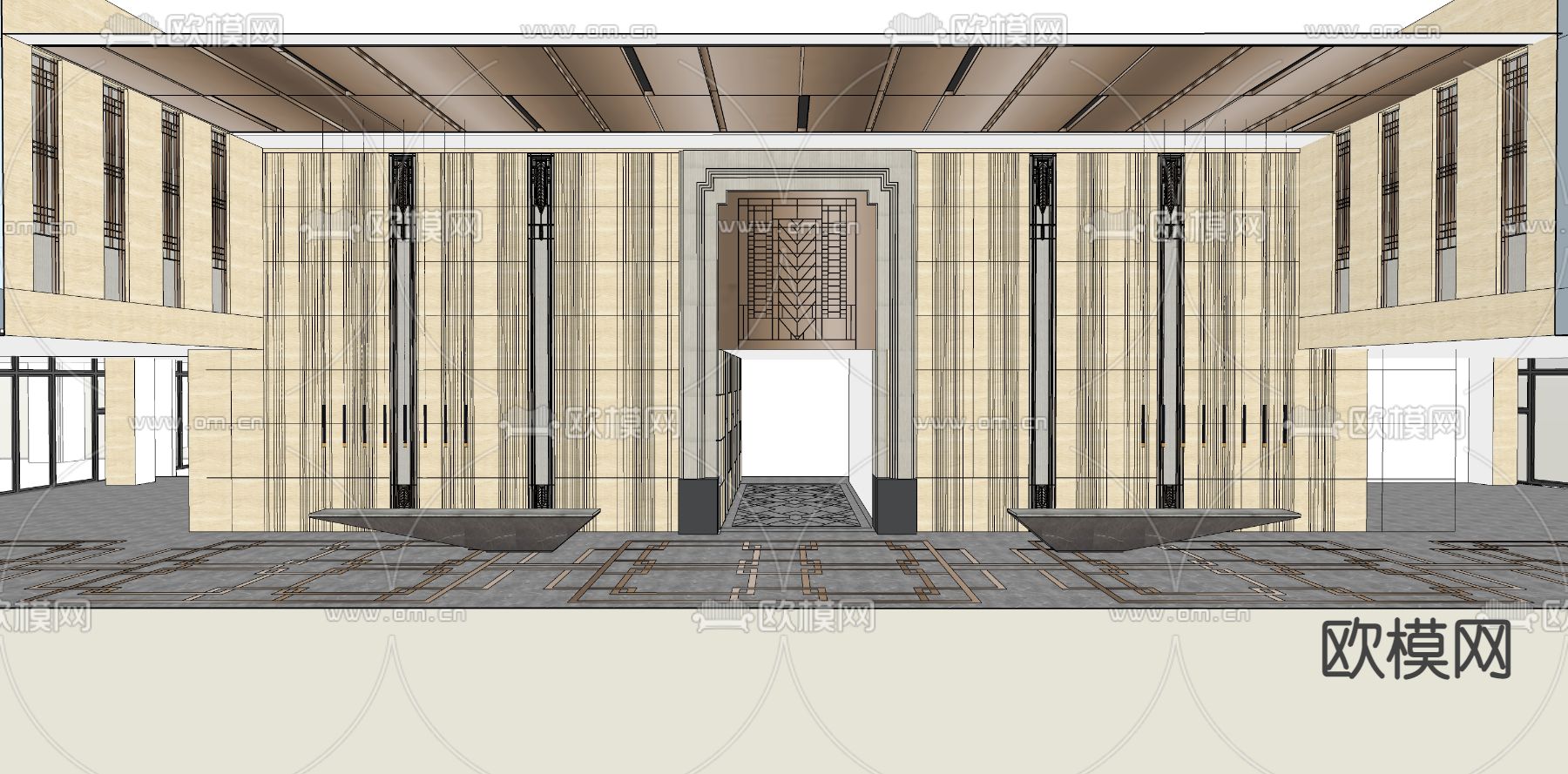 办公大堂su模型下载（渲染图2）