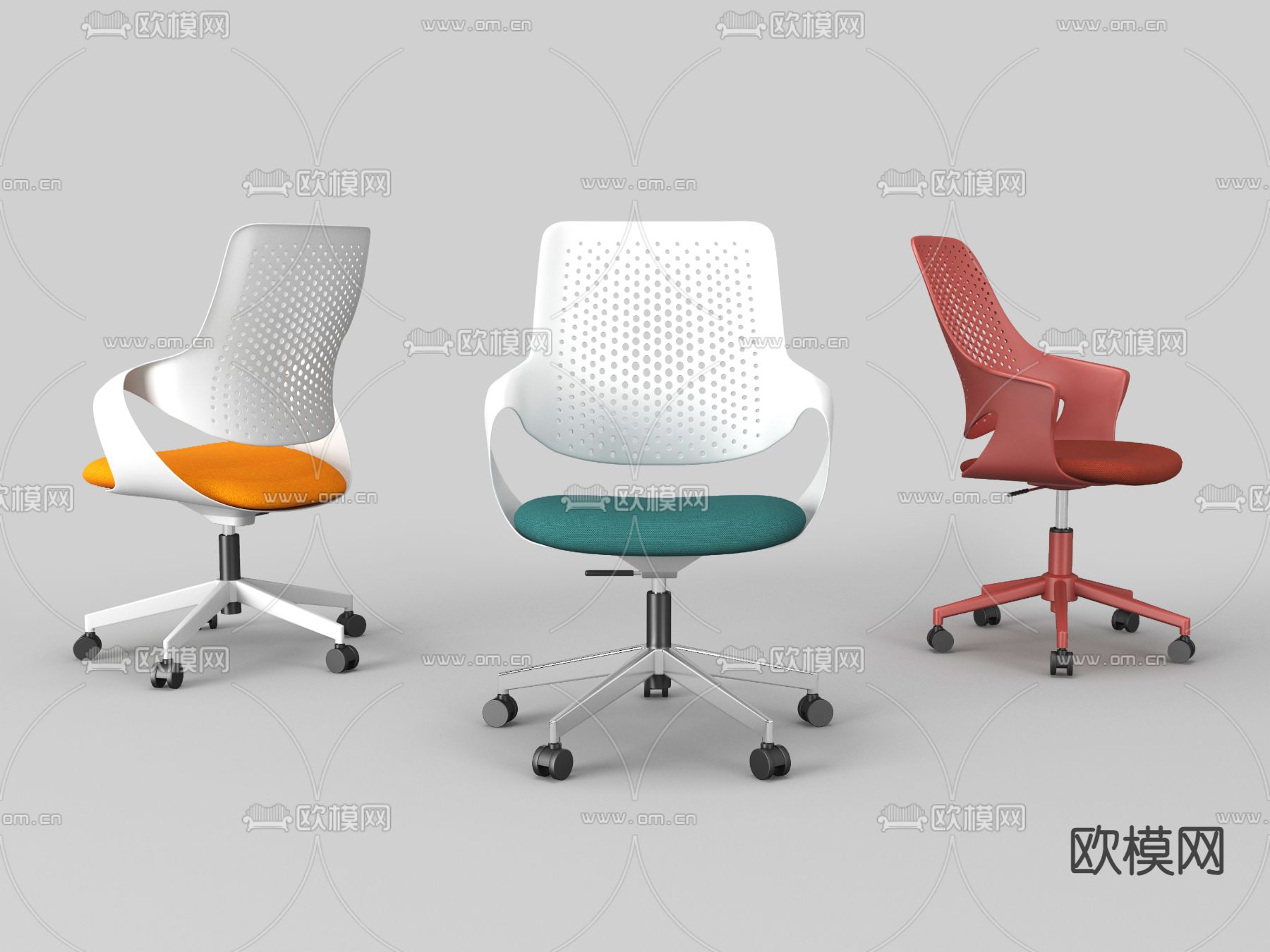 办公椅 职员椅 转椅 塑胶椅3d模型下载