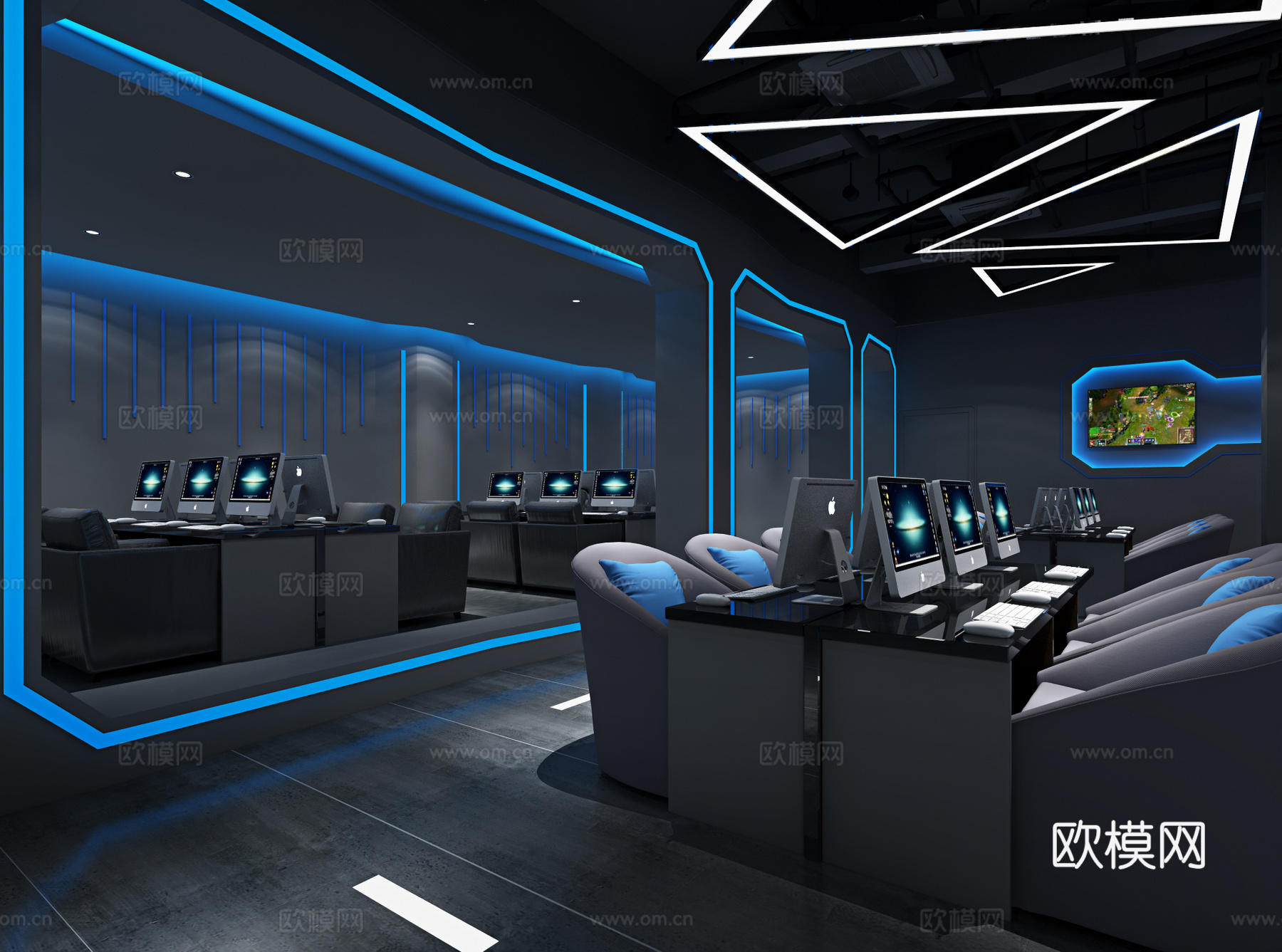 现代网咖 网吧 电竞 娱乐场所3d模型