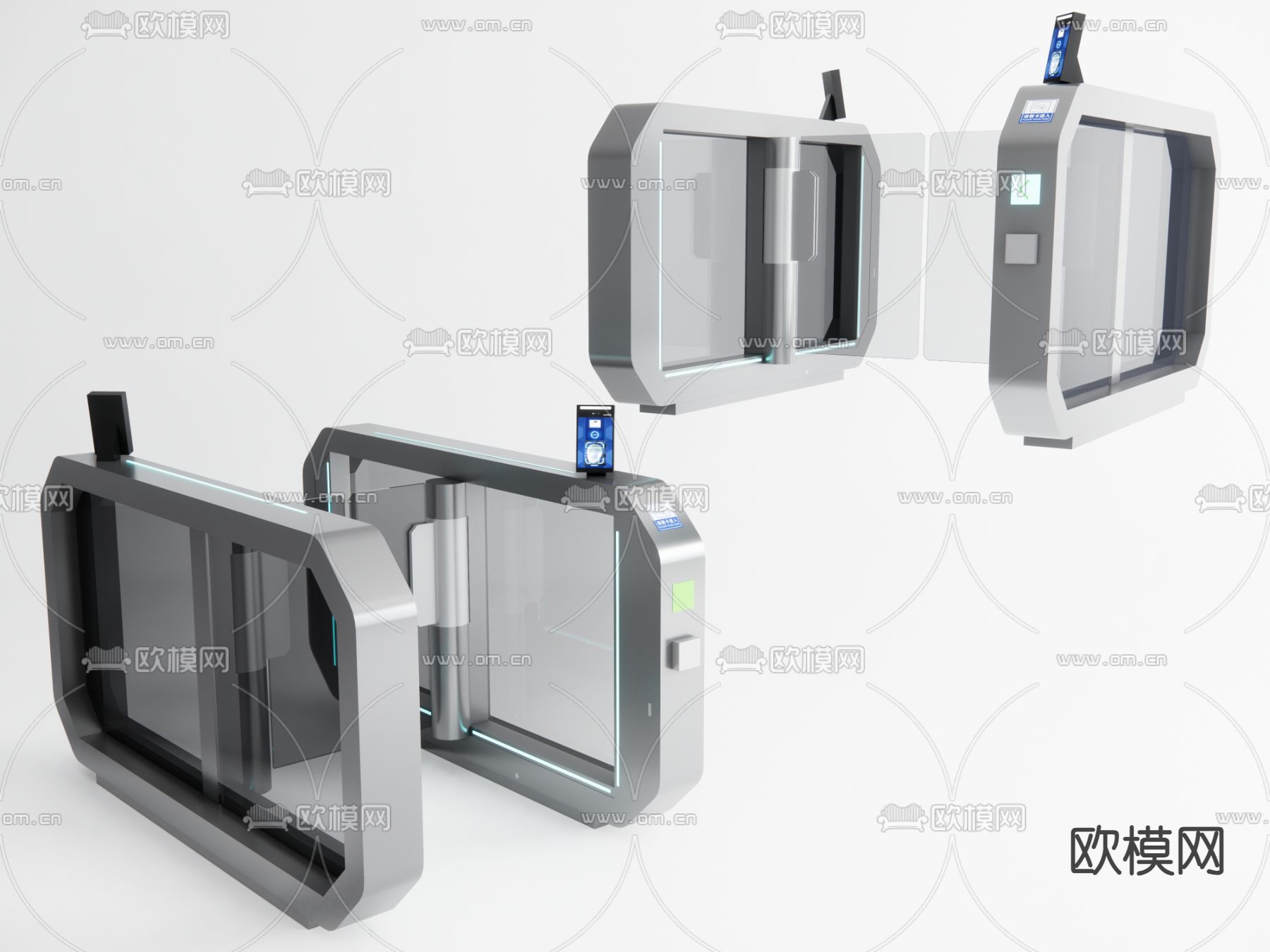 门禁机 速通门 摆闸 单向门 安检入口su模型