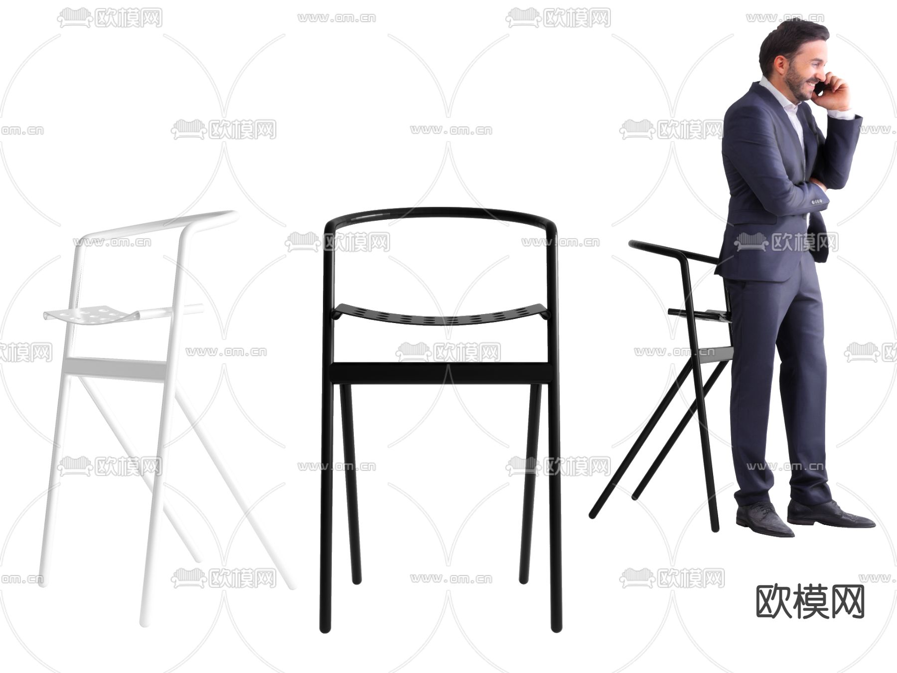 椅子 培训椅 站立办公椅su模型