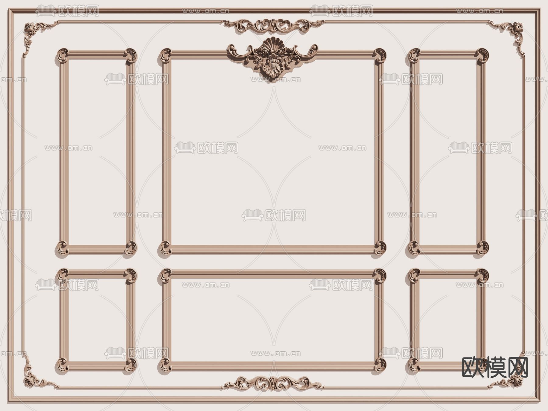 欧式雕花护墙板 雕花线 石膏线条su模型