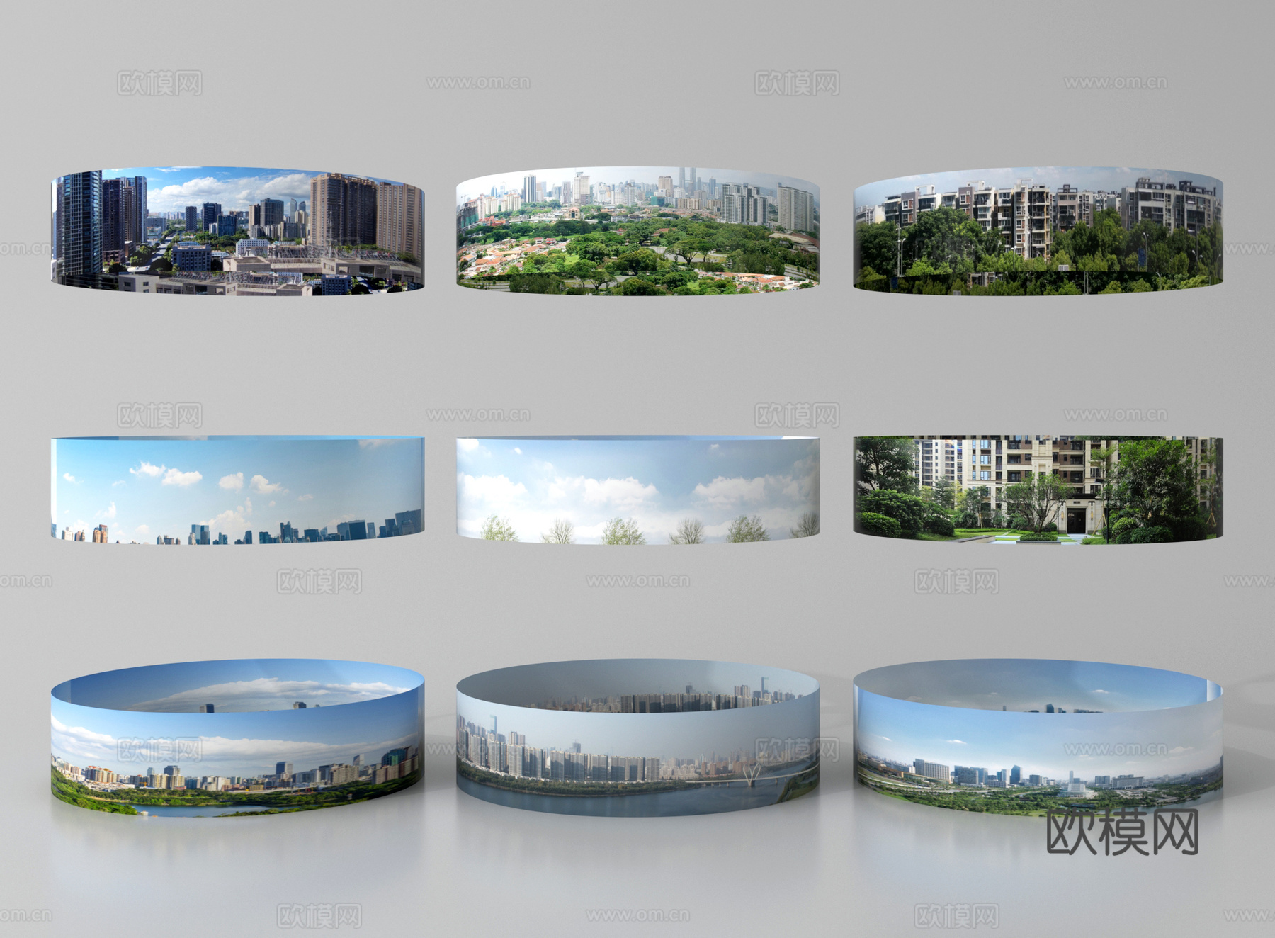 现代环绕背景 户外外景 城市背景 背景景观环绕su模型