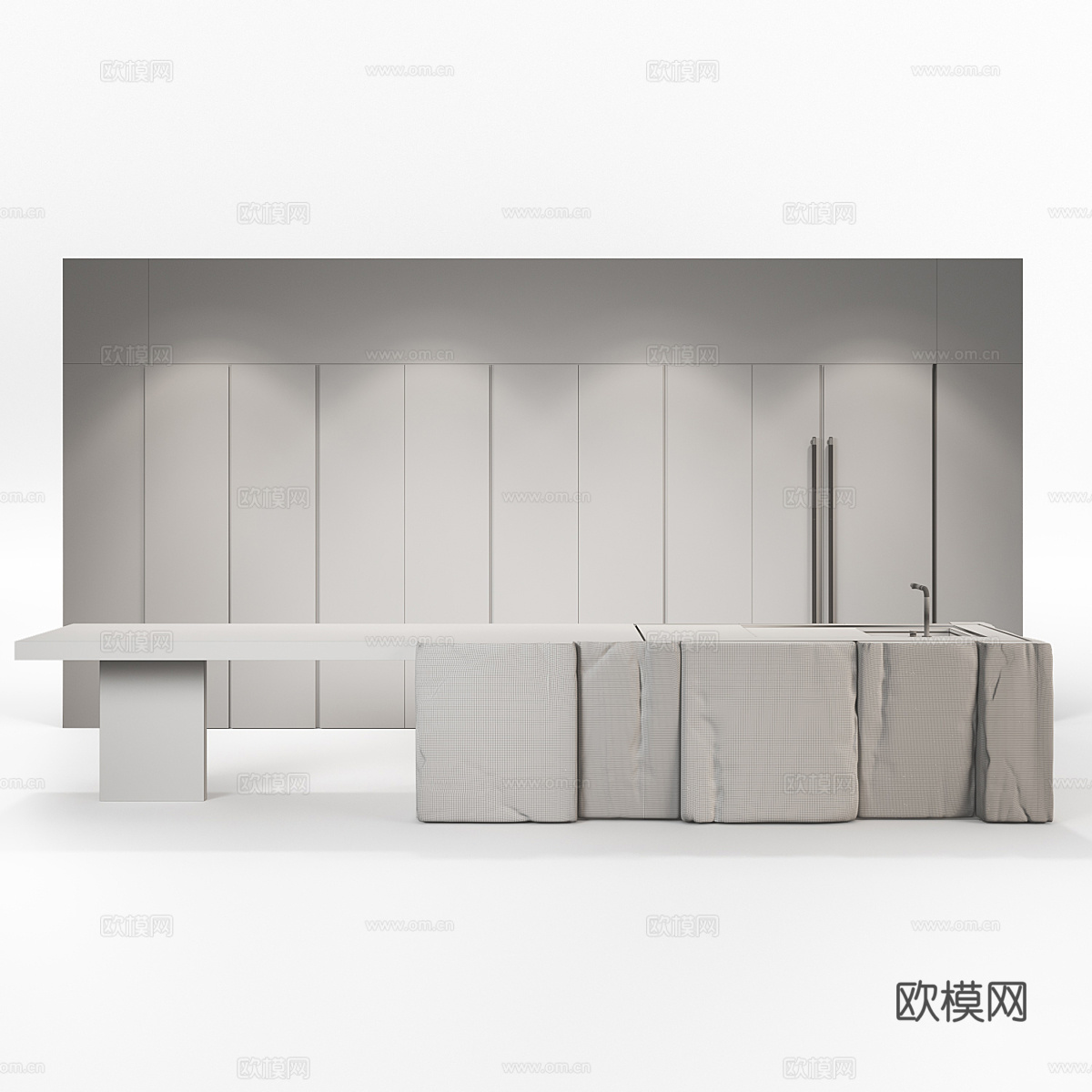 现代意式侘寂橱柜岛台3d模型