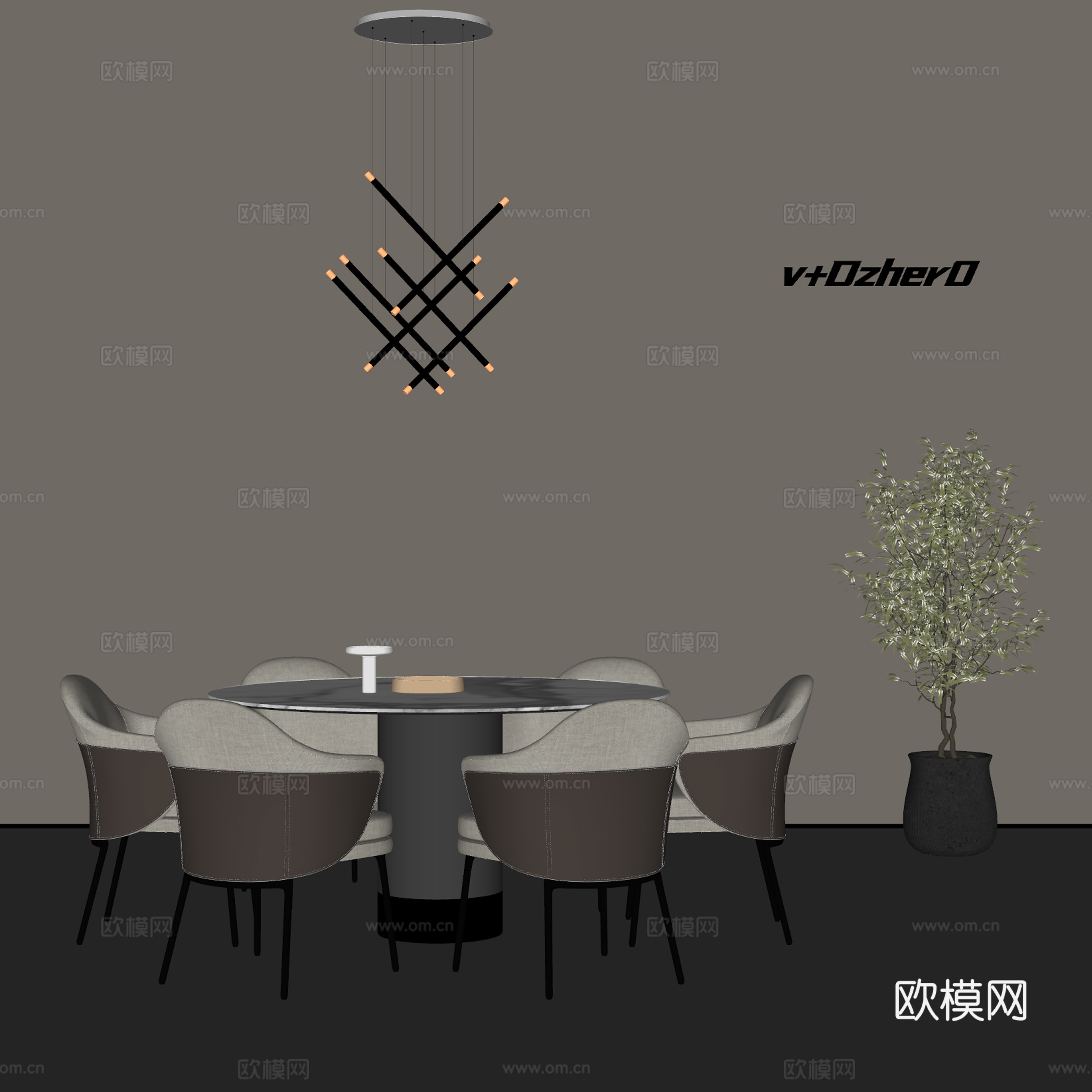 现代餐桌椅su模型